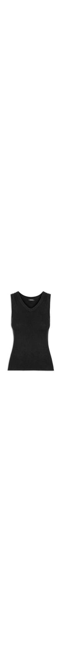 Blusa Feminina Sem Manga Básica Decote V - Preto