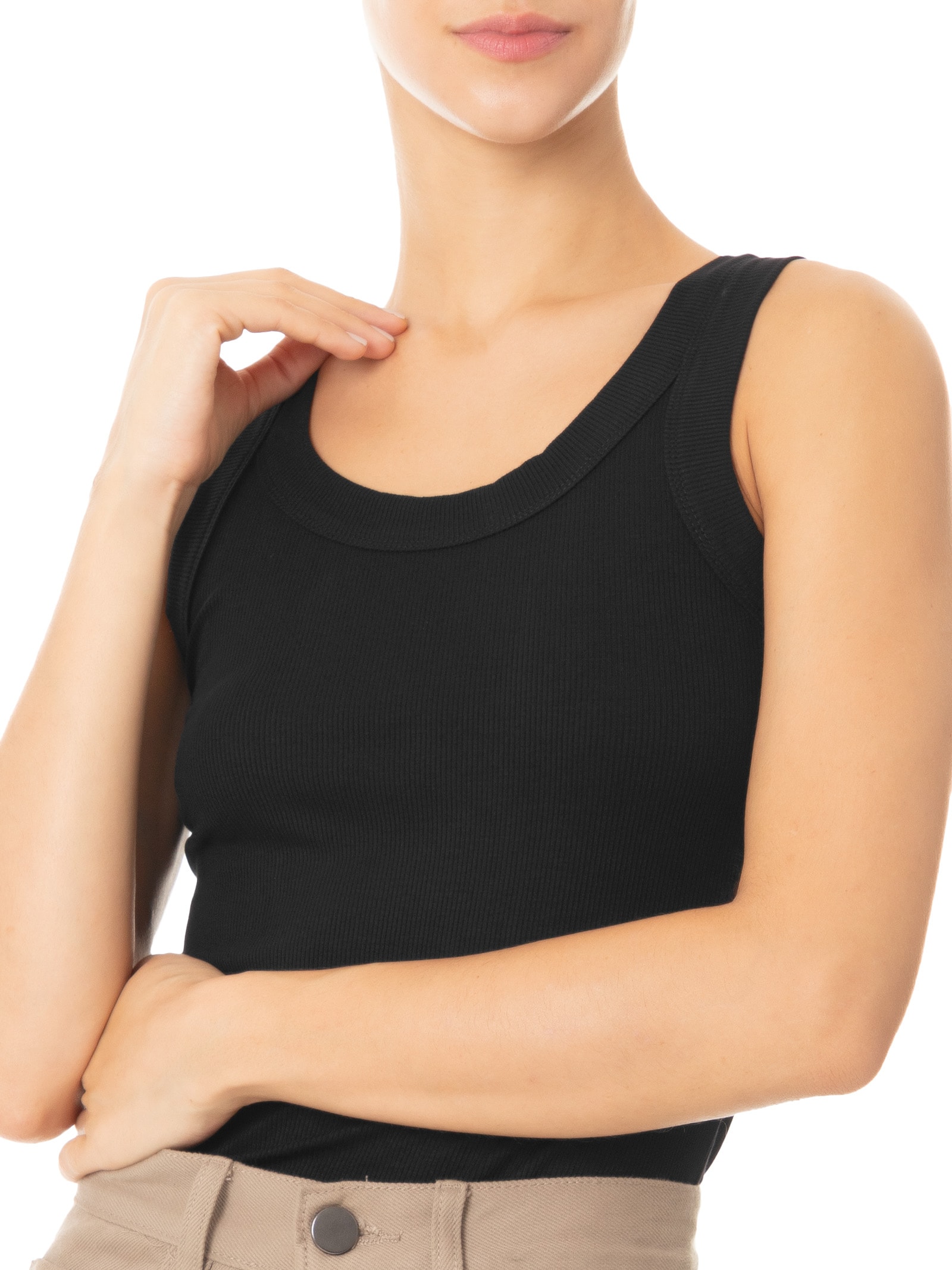 Blusa Feminina Sem Manga Básica Preto Basiq