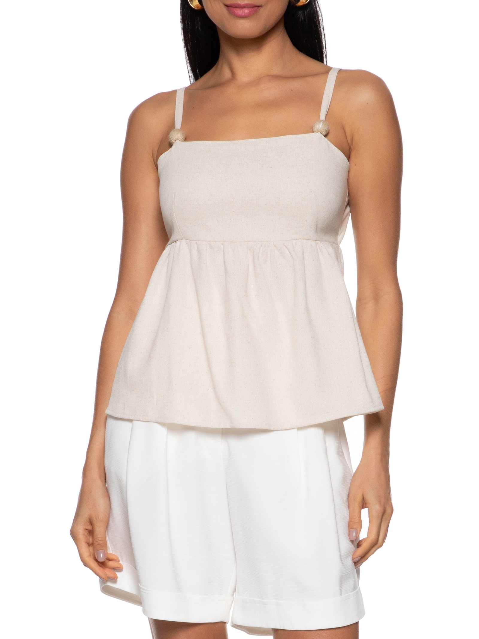 Blusa Feminina Sem Manga Bege  Hering