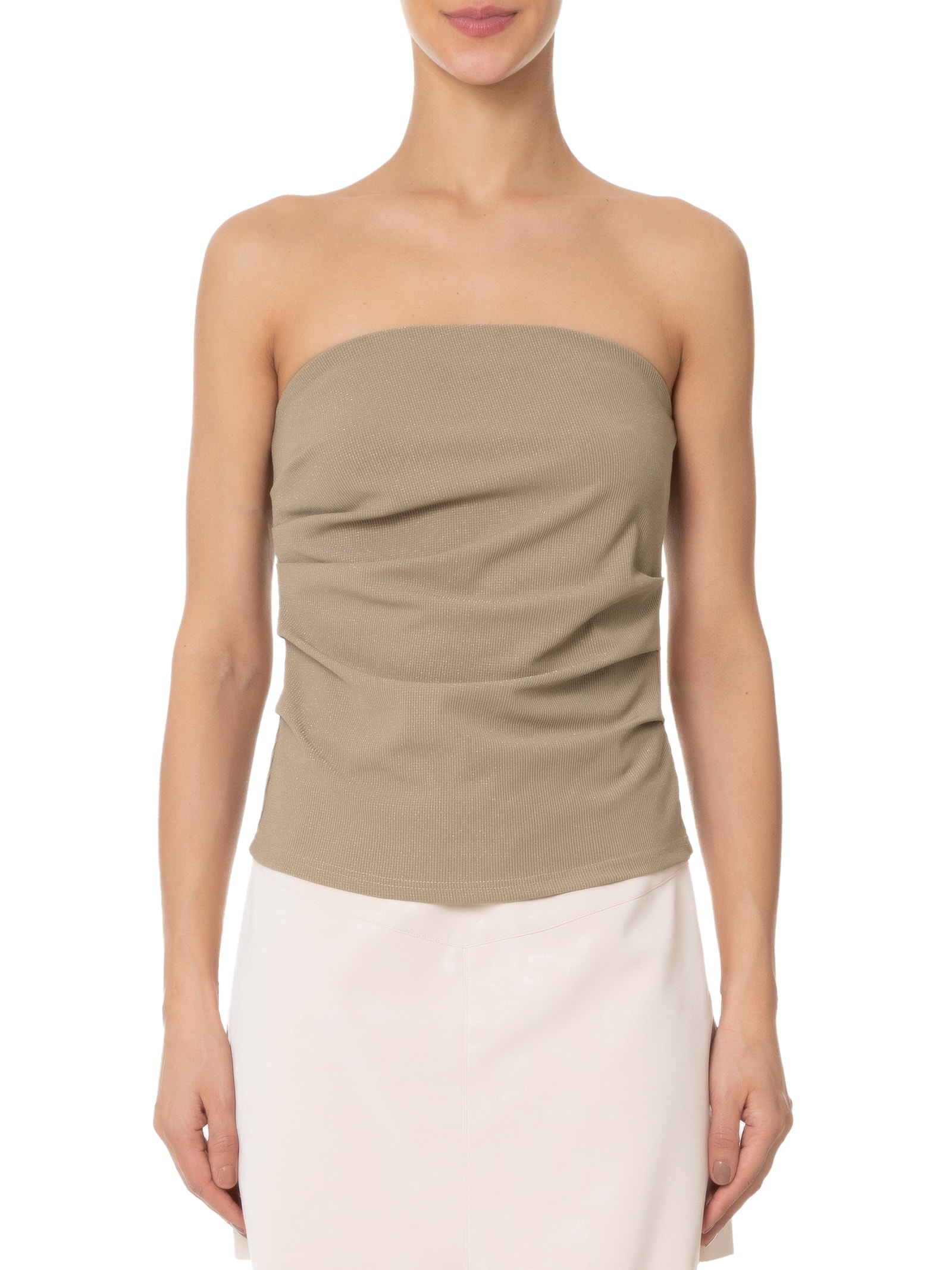 Blusa Feminina Sem Manga Com Drapeado Lateral Bege Market 33