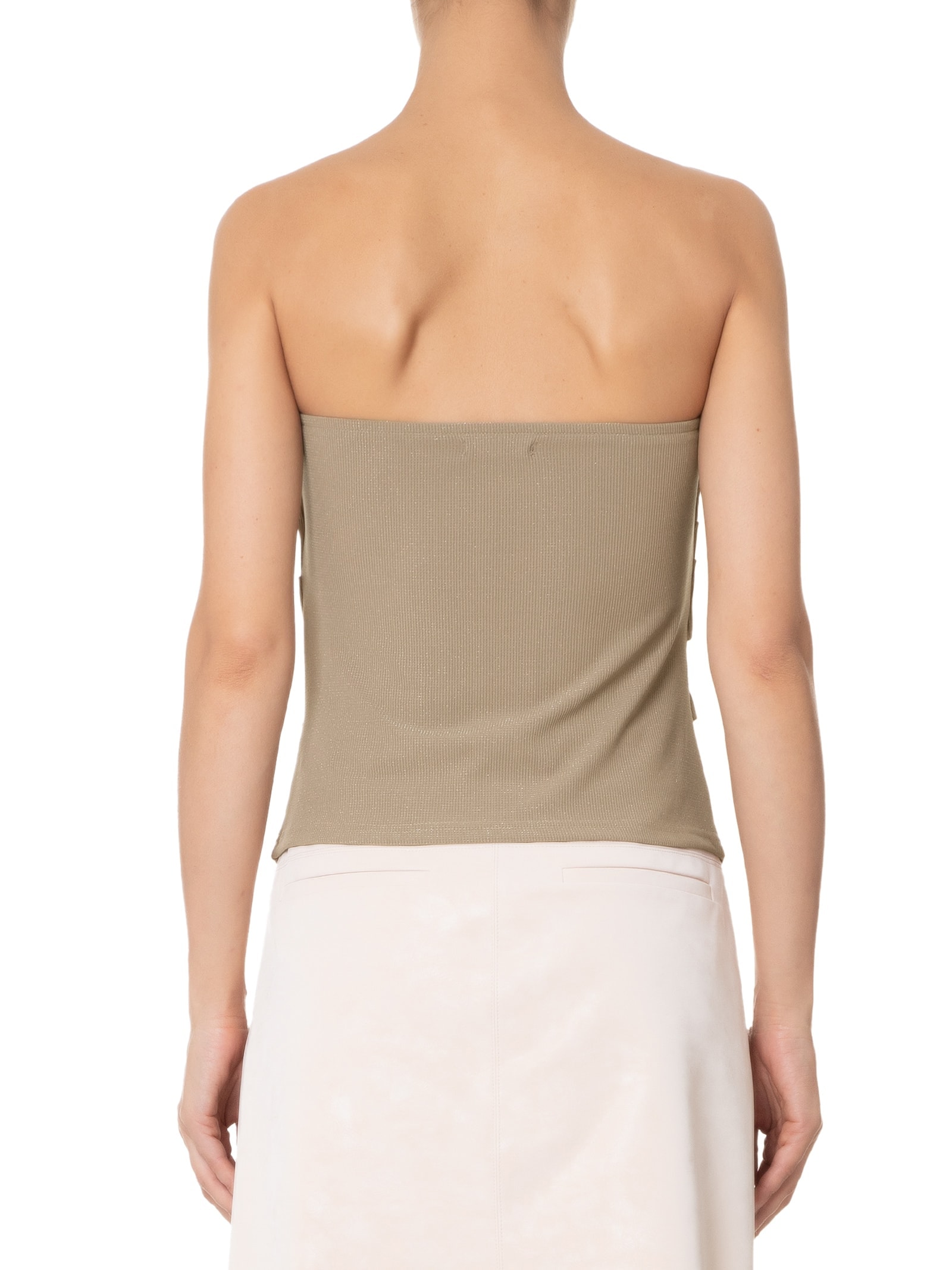 Blusa Feminina Sem Manga Com Drapeado Lateral Bege Market 33