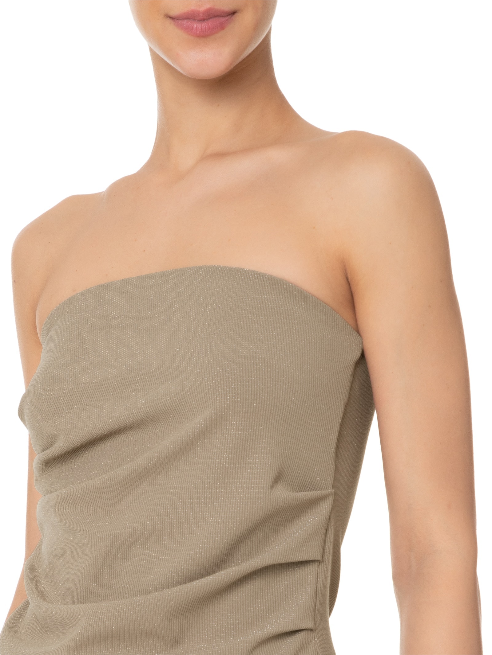 Blusa Feminina Sem Manga Com Drapeado Lateral Bege Market 33