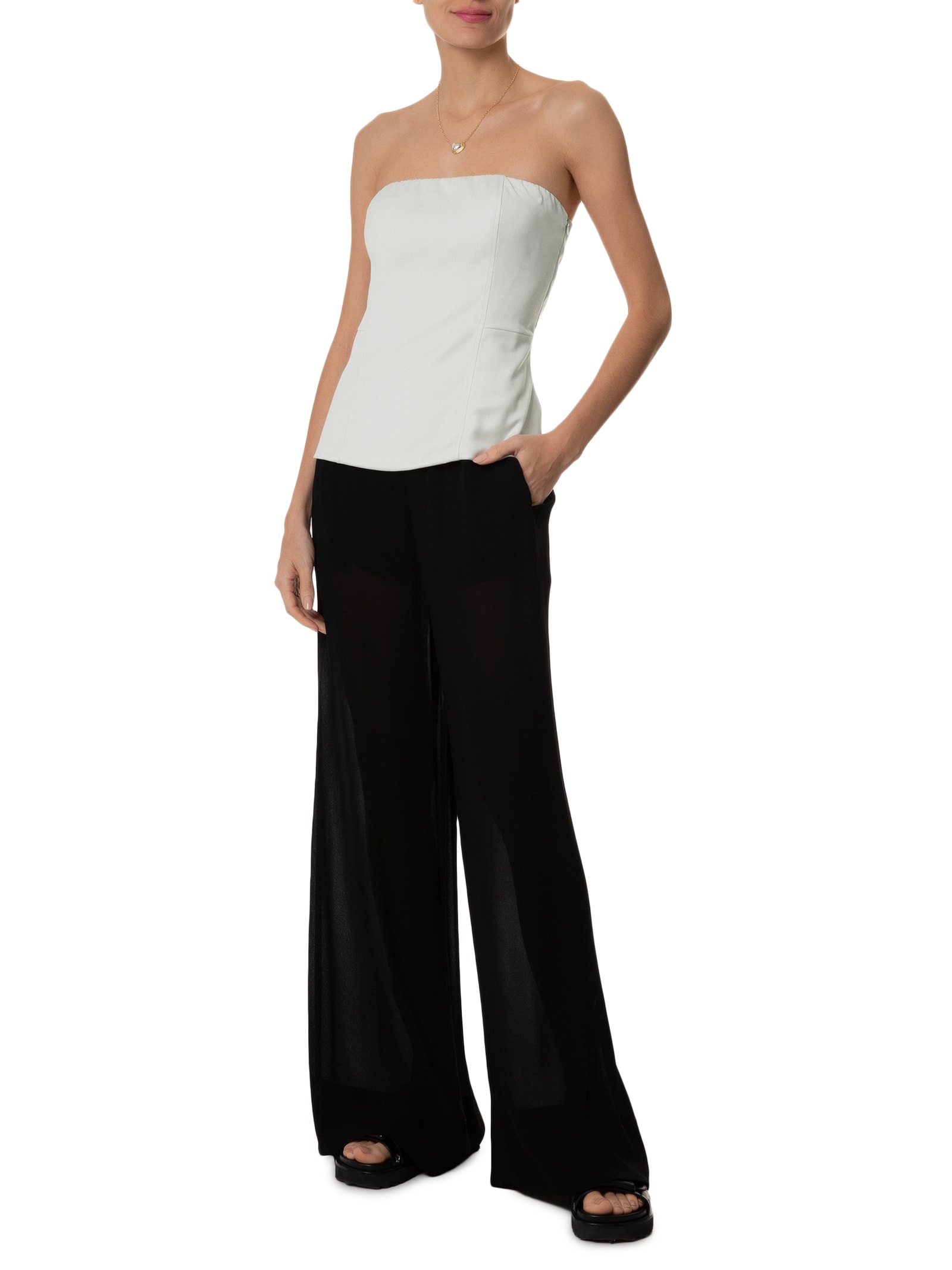 Blusa Feminina Sem Manga Com Recortes Bege Basiq