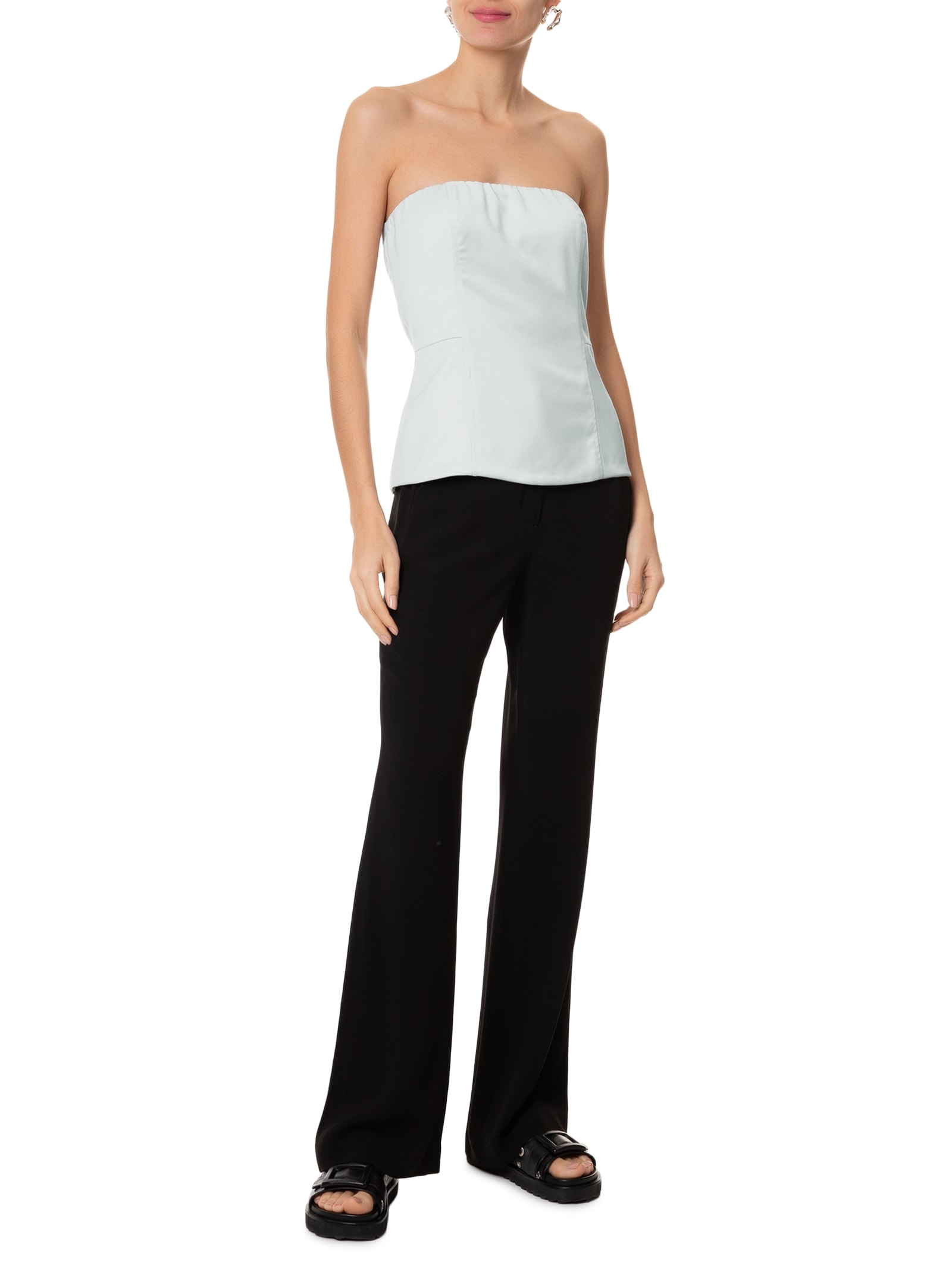 Blusa Feminina Sem Manga Com Recortes Cinza Basiq