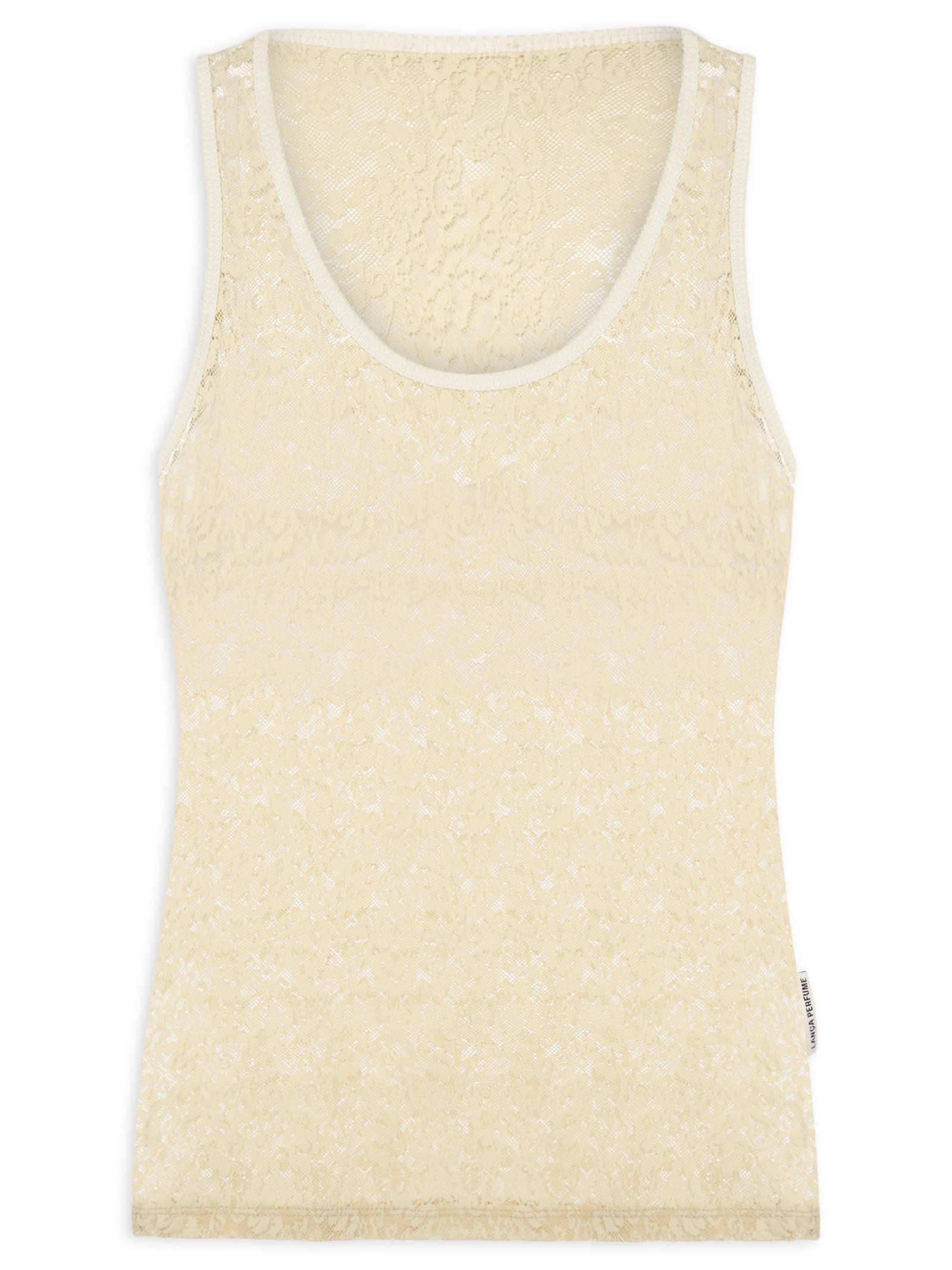 Blusa Feminina Sem Manga De Renda Bege Lança Perfume