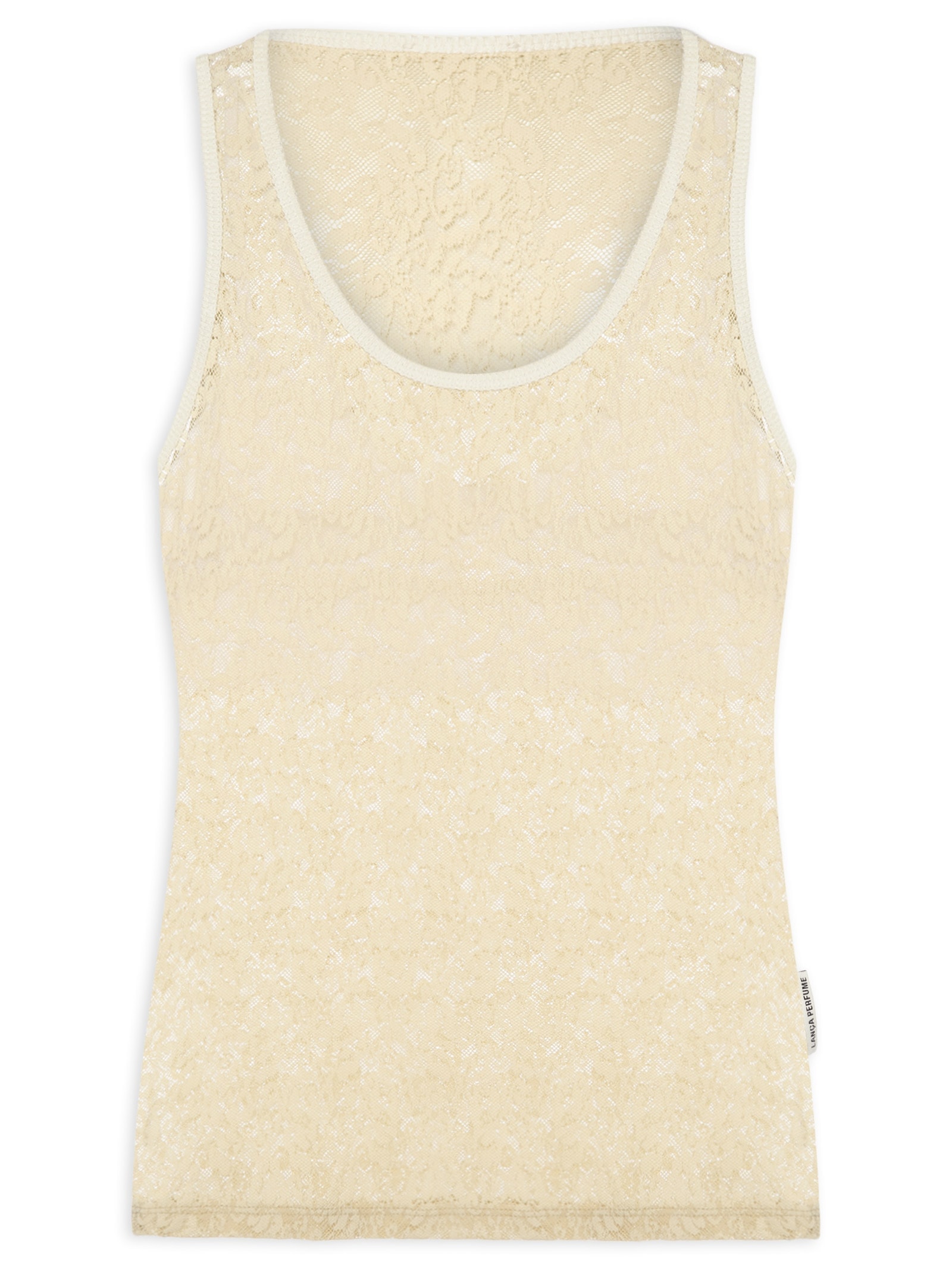 Blusa Feminina Sem Manga De Renda Bege Lança Perfume