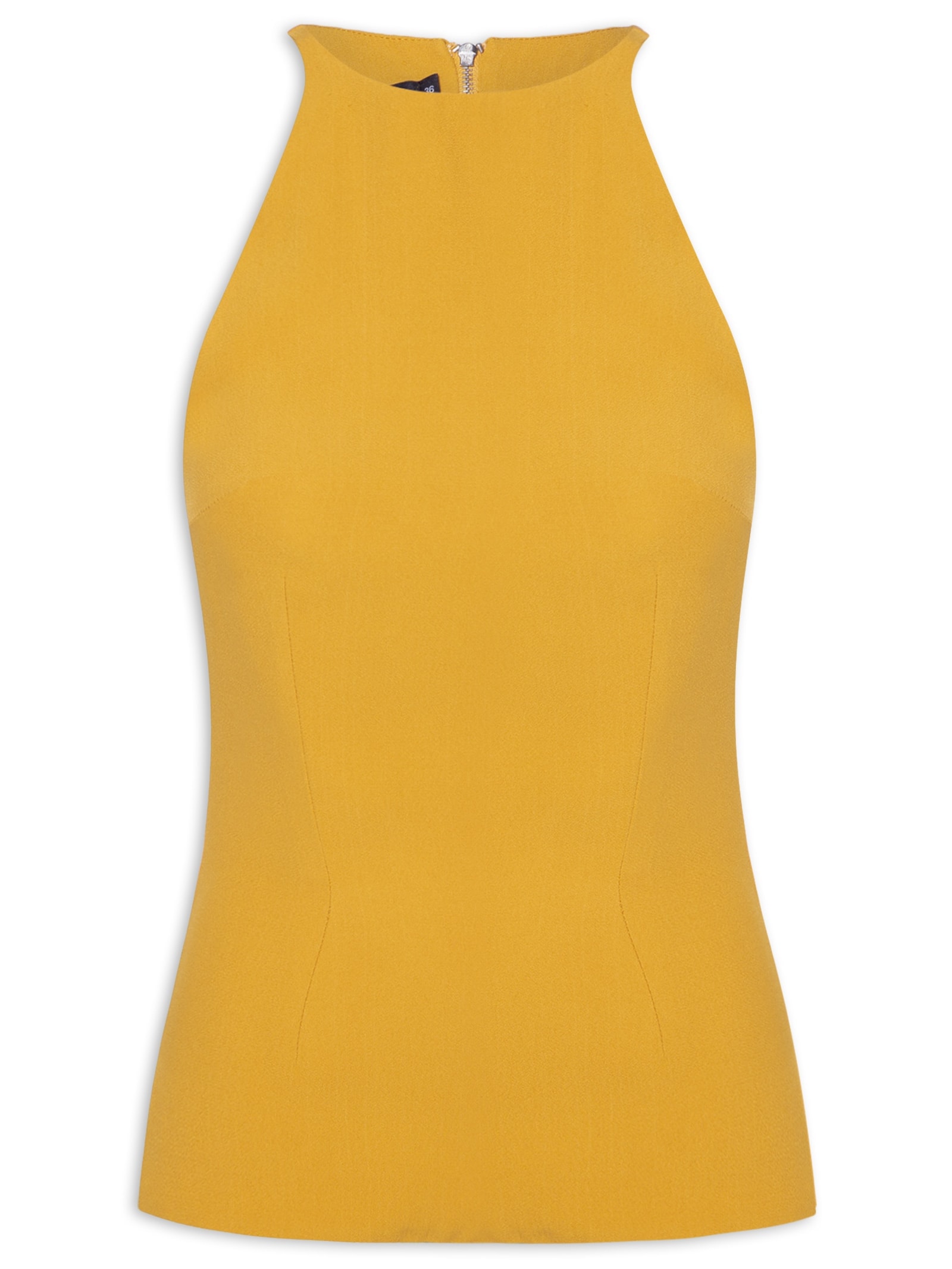 Blusa Feminina Sem Manga Decote Halter Amarelo '2Essential