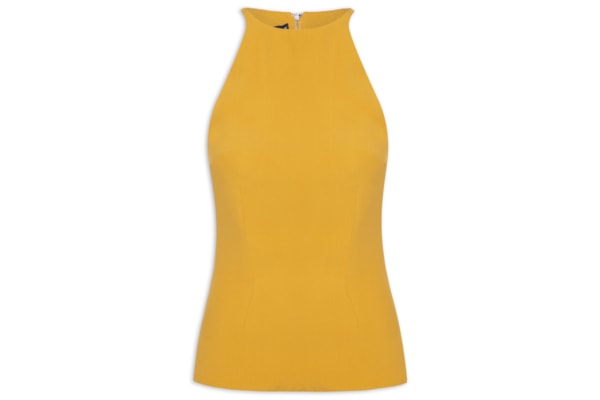 Blusa Feminina Sem Manga Decote Halter - Amarelo