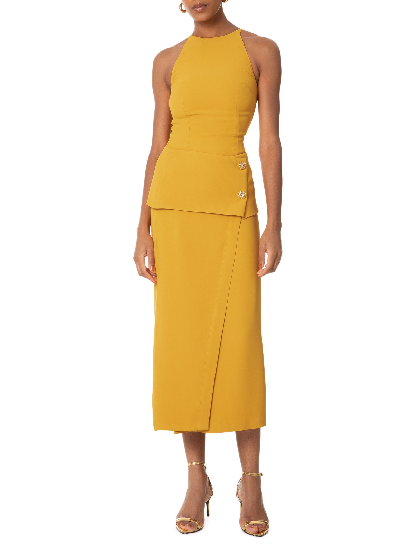Blusa Feminina Sem Manga Decote Halter Amarelo '2Essential