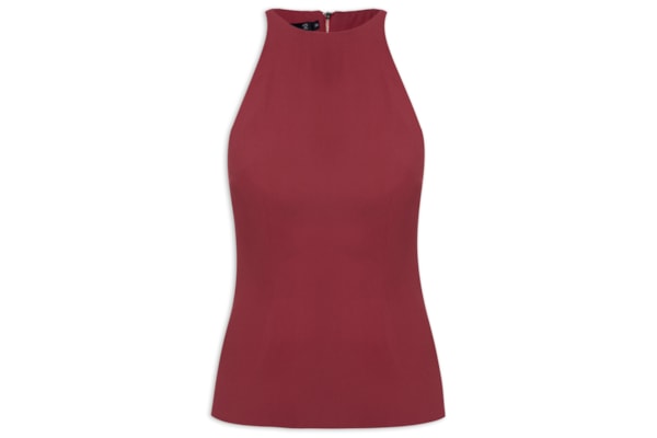 Blusa Feminina Sem Manga Decote Halter - Vermelho