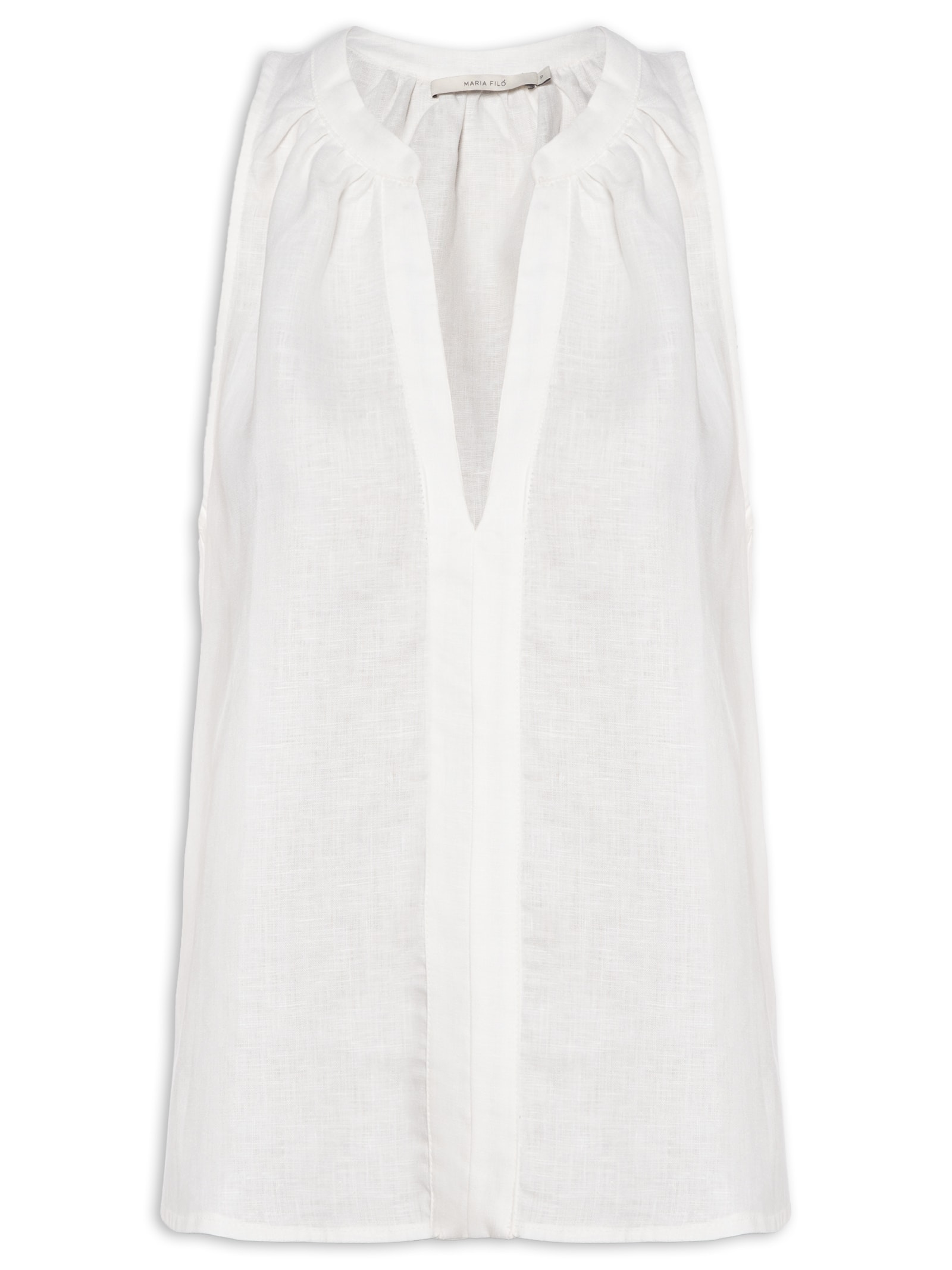Blusa Feminina Sem Manga Decote V Branco Maria Filó