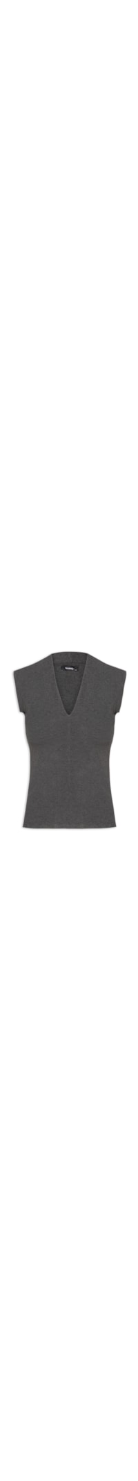 Blusa Feminina Sem Manga Decote V - Cinza