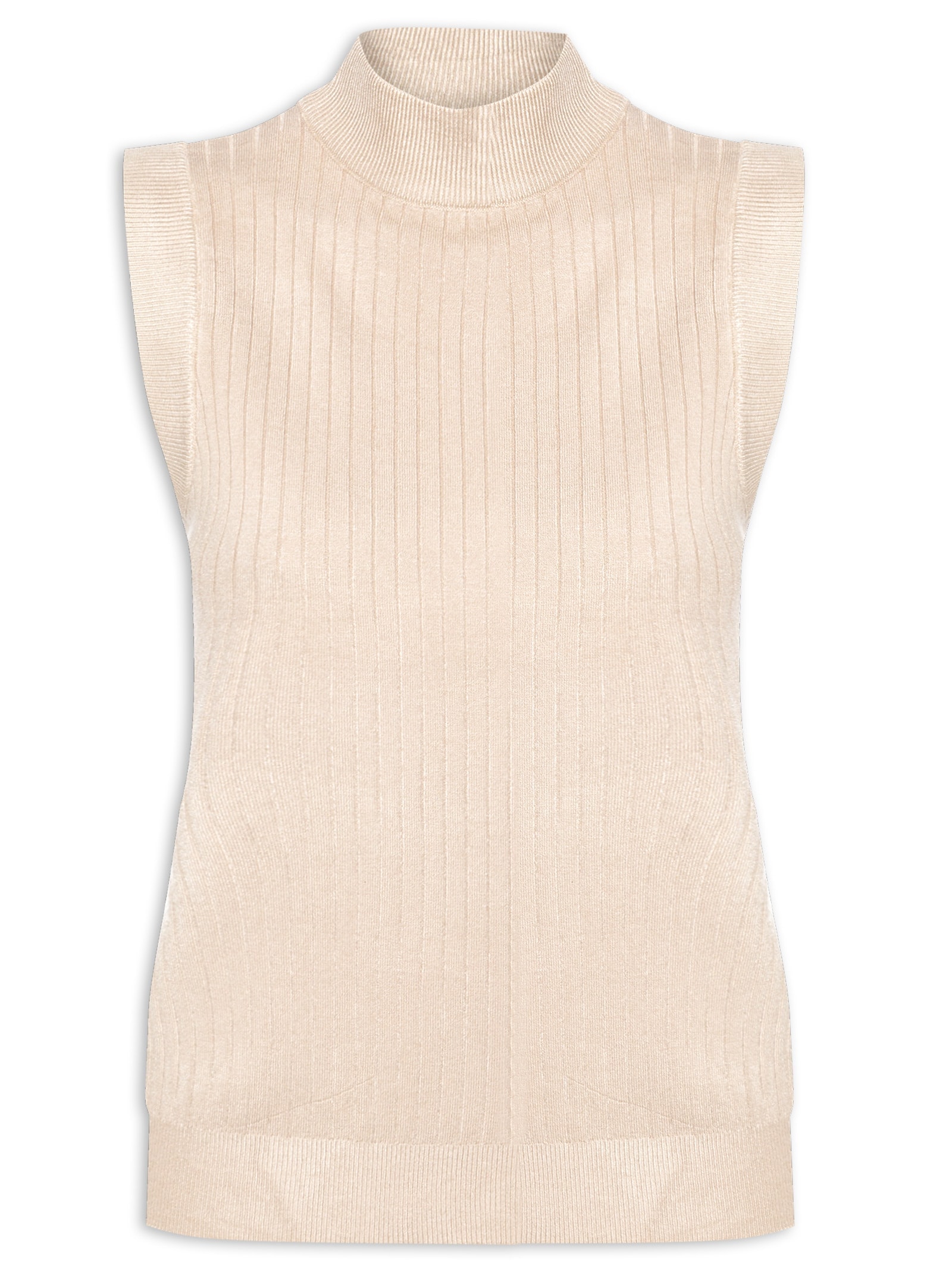 Blusa Feminina Sem Manga em Tricot Bege '2Essential