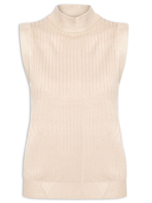 Blusa Feminina Sem Manga em Tricot – Bege
