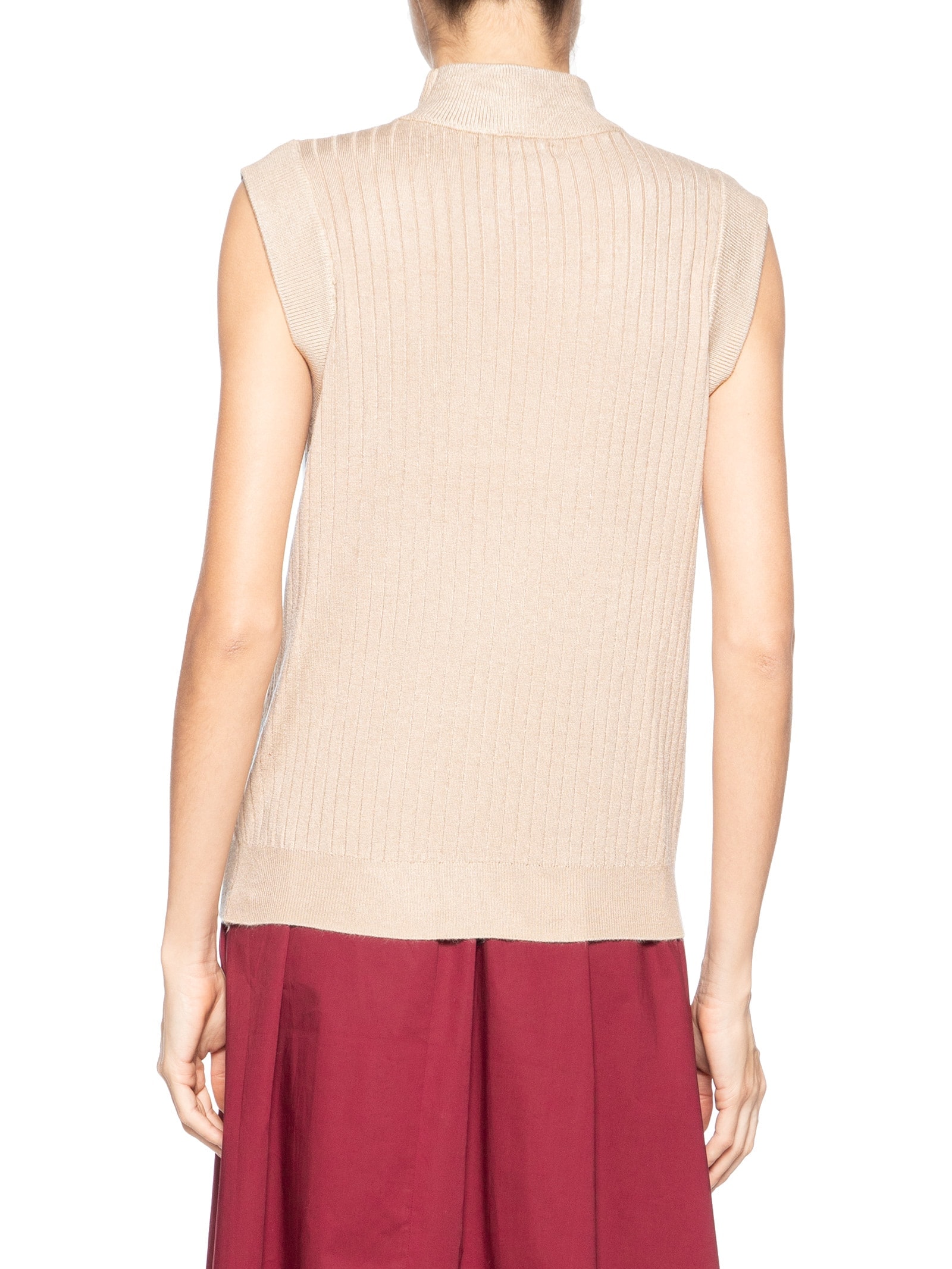 Blusa Feminina Sem Manga em Tricot Bege '2Essential