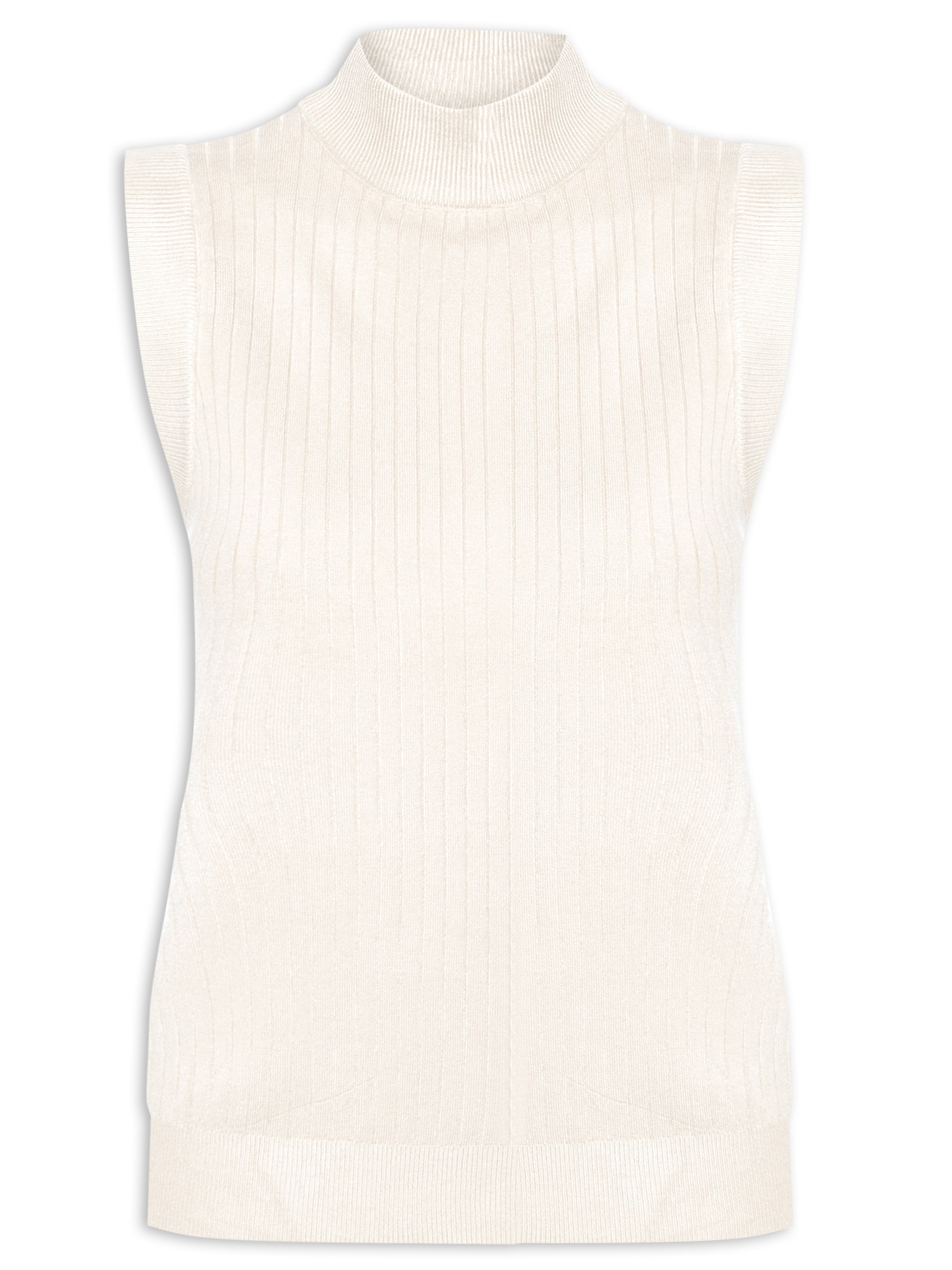 Blusa Feminina Sem Manga em Tricot Bege '2Essential