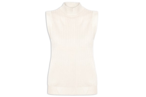 Blusa Feminina Sem Manga em Tricot - Bege