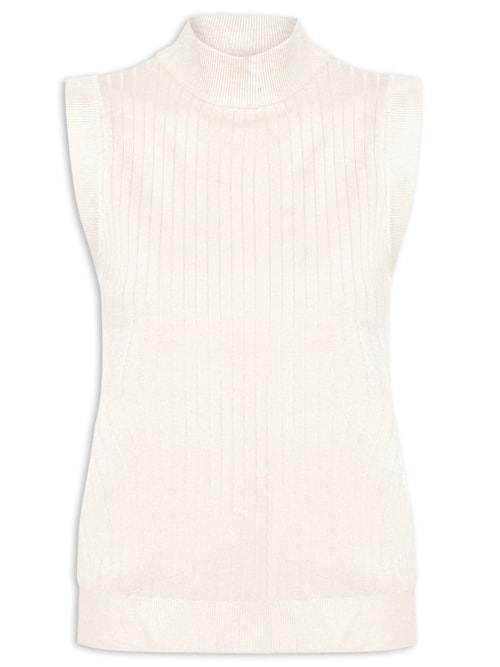 Blusa Feminina Sem Manga em Tricot – Bege