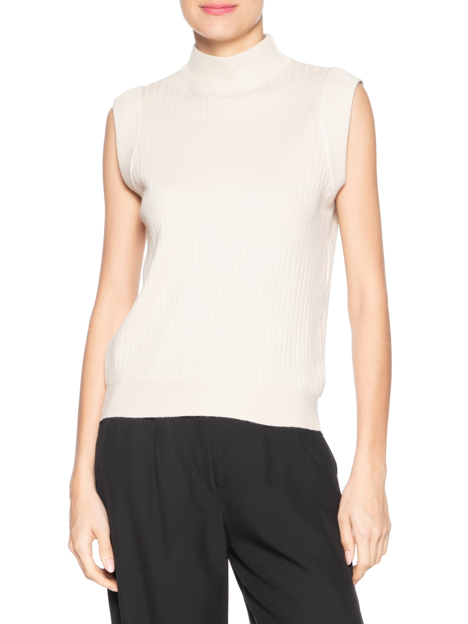 Blusa Feminina Sem Manga em Tricot Bege '2Essential