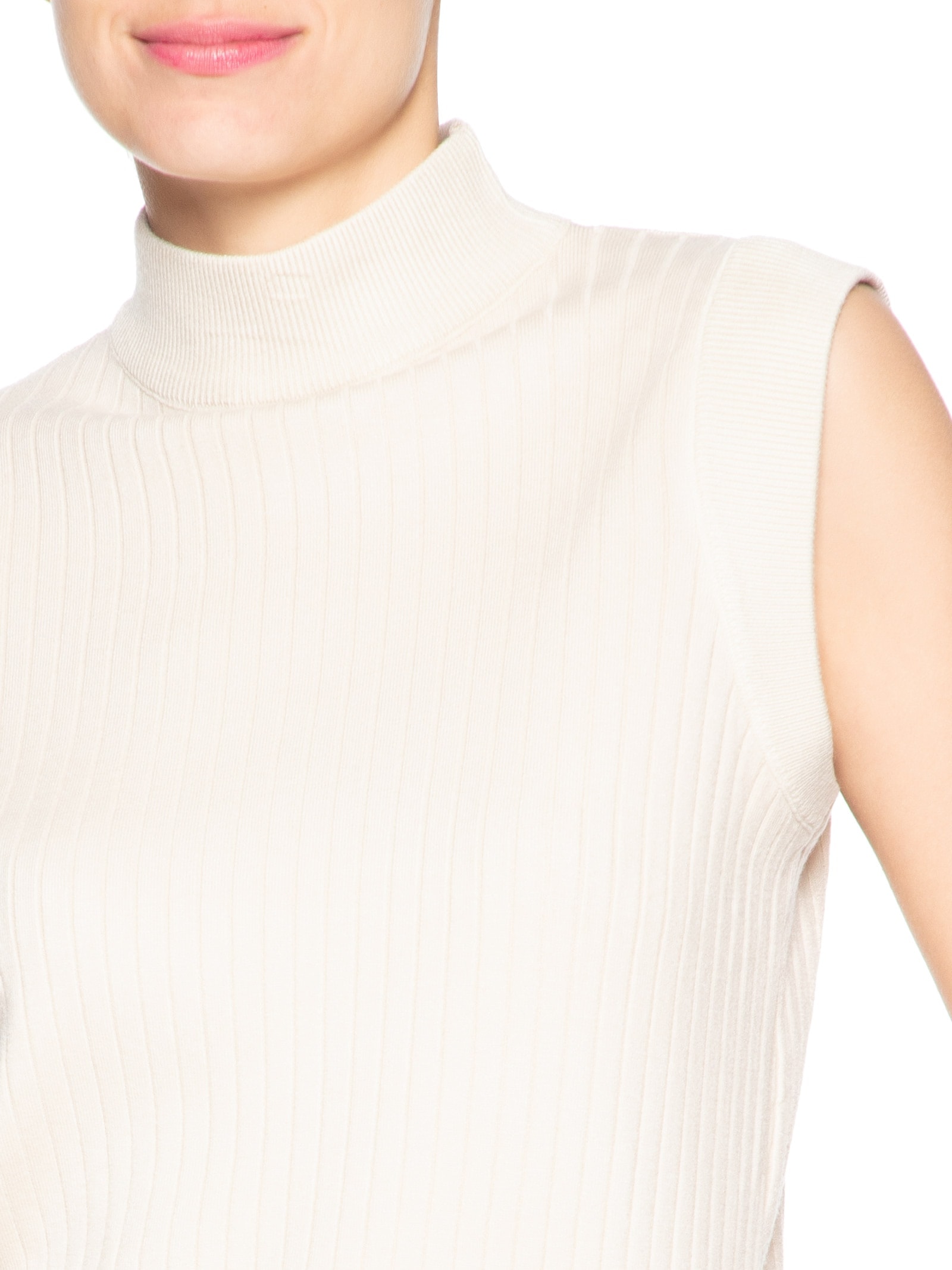 Blusa Feminina Sem Manga em Tricot Bege '2Essential