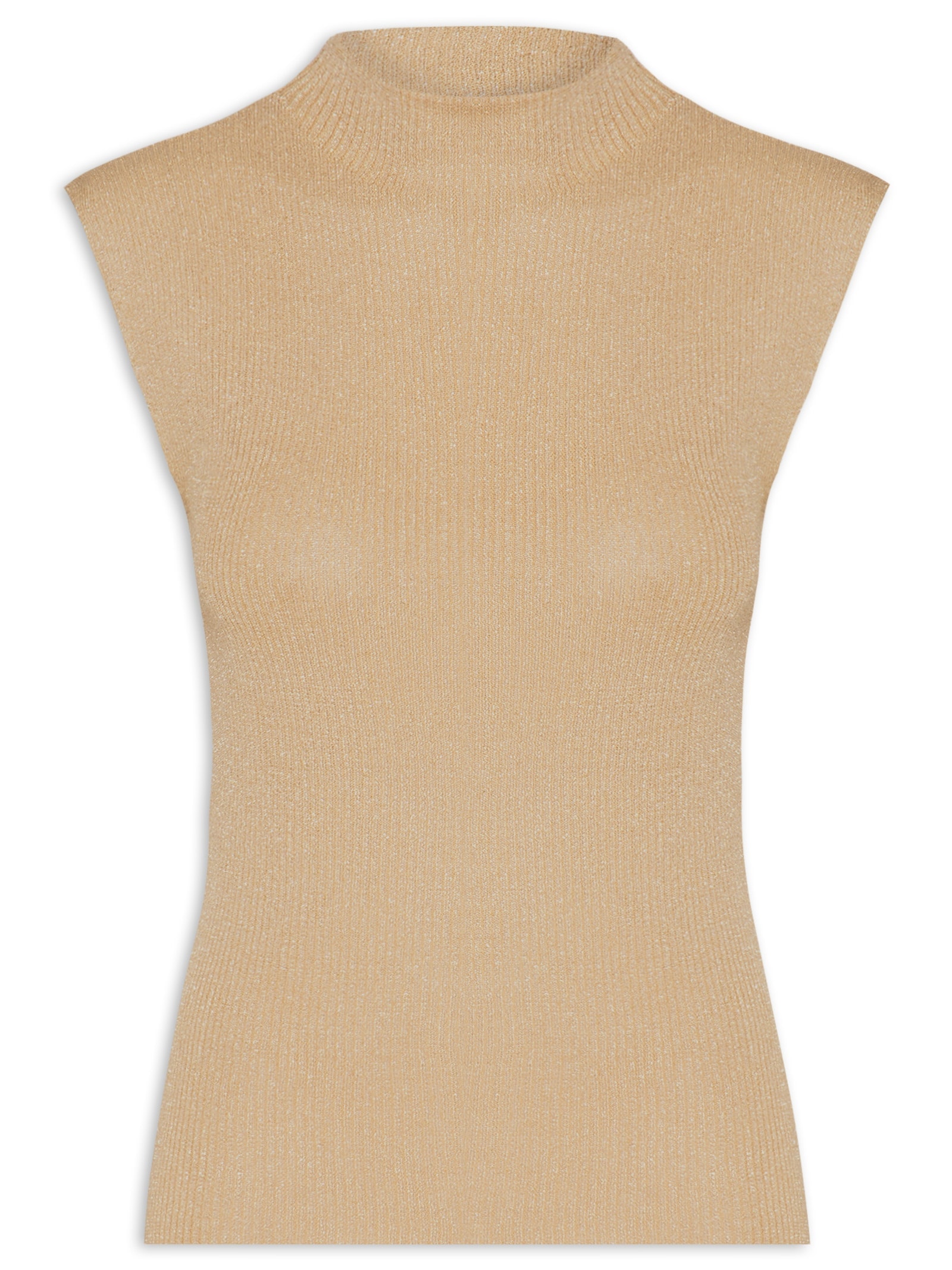 Blusa Feminina sem Manga em Tricot Bege Market 33