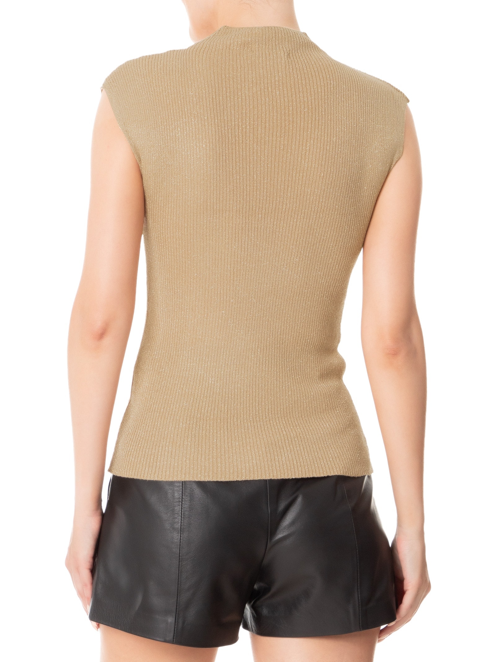 Blusa Feminina sem Manga em Tricot Bege Market 33