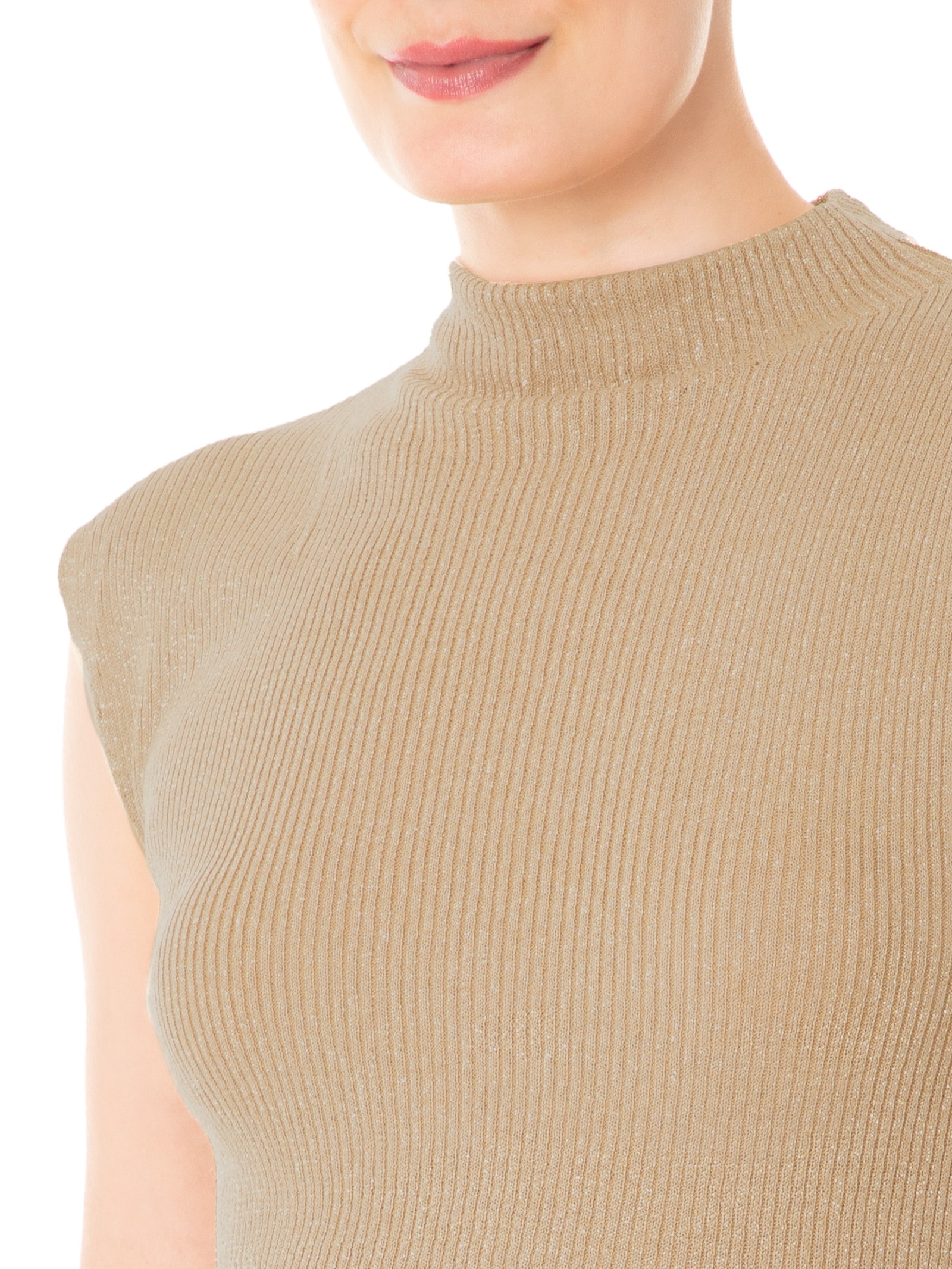 Blusa Feminina sem Manga em Tricot Bege Market 33