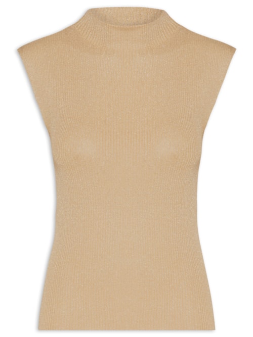 Blusa Feminina sem Manga em Tricot – Bege