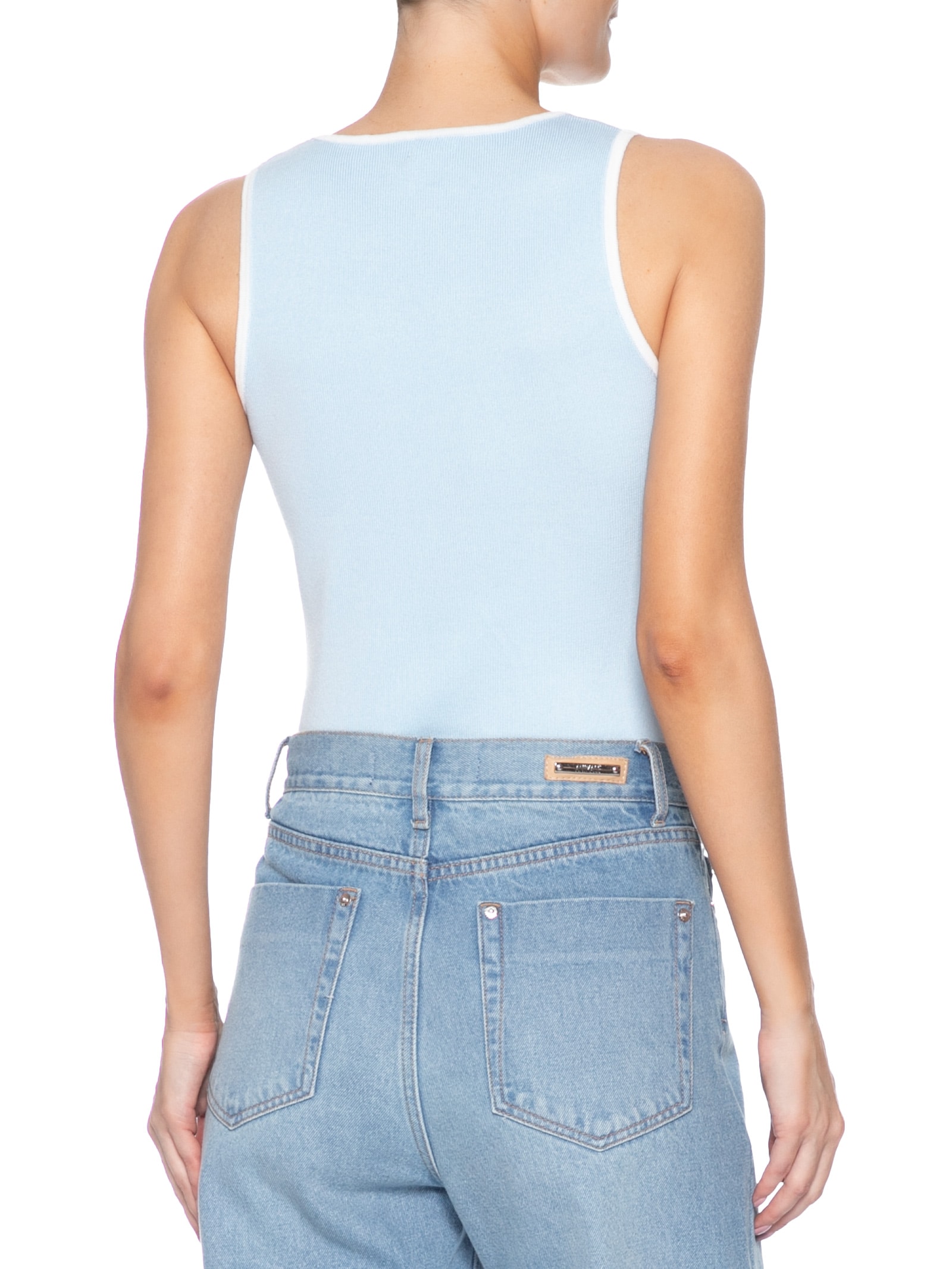 Blusa Feminina Sem Manga Em Tricot Bicolor Azul Basiq