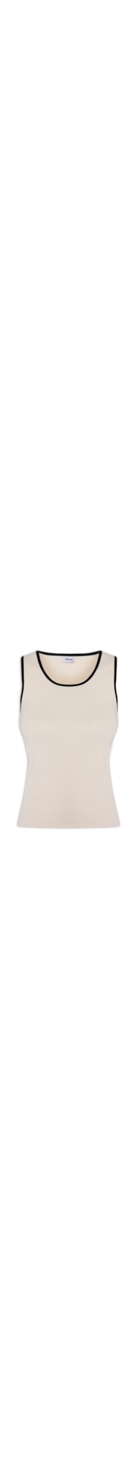 Blusa Feminina Sem Manga Em Tricot Bicolor - Bege