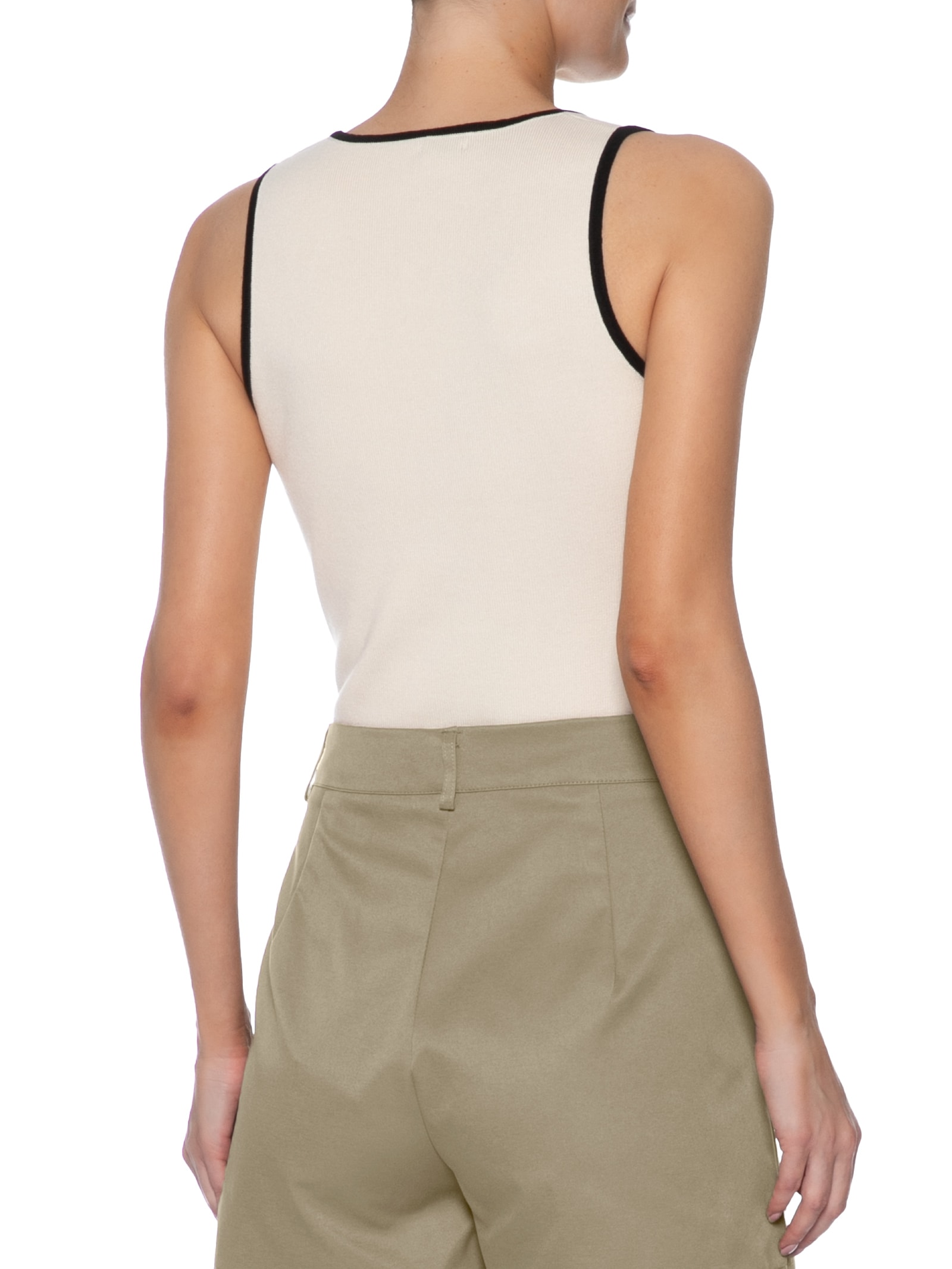 Blusa Feminina Sem Manga Em Tricot Bicolor Bege Basiq