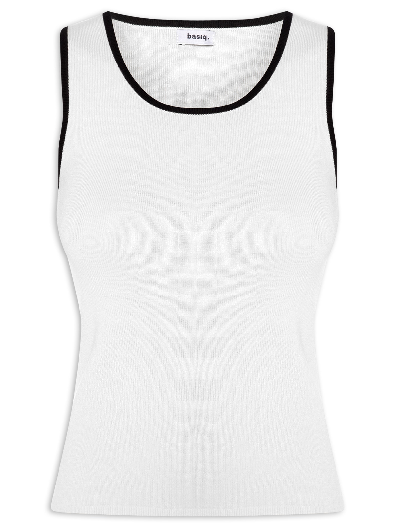 Blusa Feminina Sem Manga Em Tricot Bicolor Branco Basiq
