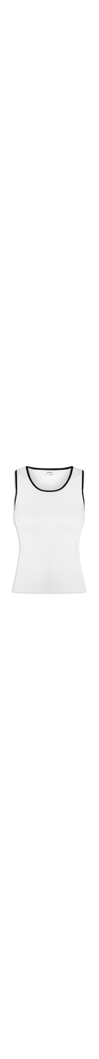 Blusa Feminina Sem Manga Em Tricot Bicolor - Branco