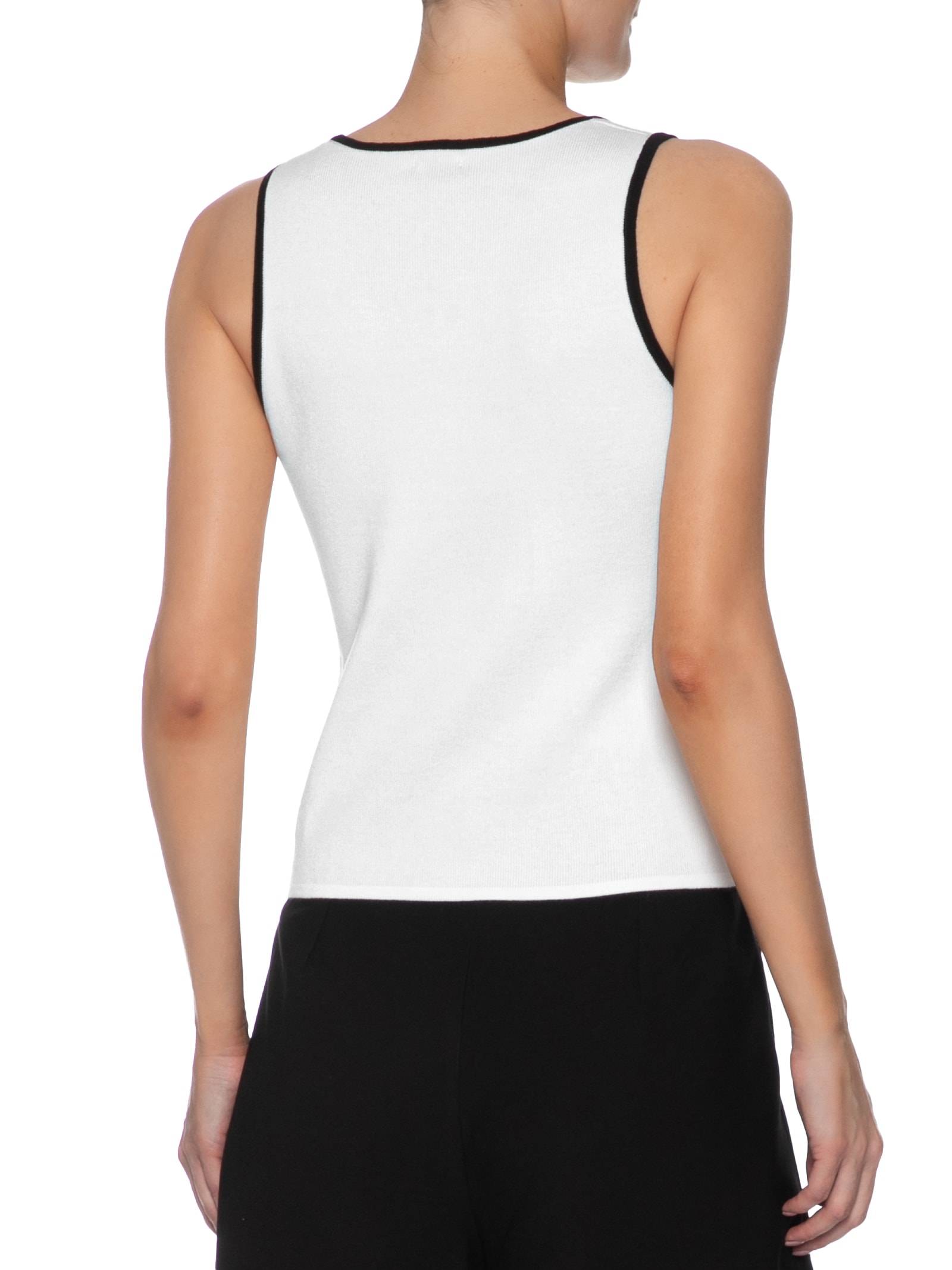 Blusa Feminina Sem Manga Em Tricot Bicolor Branco Basiq