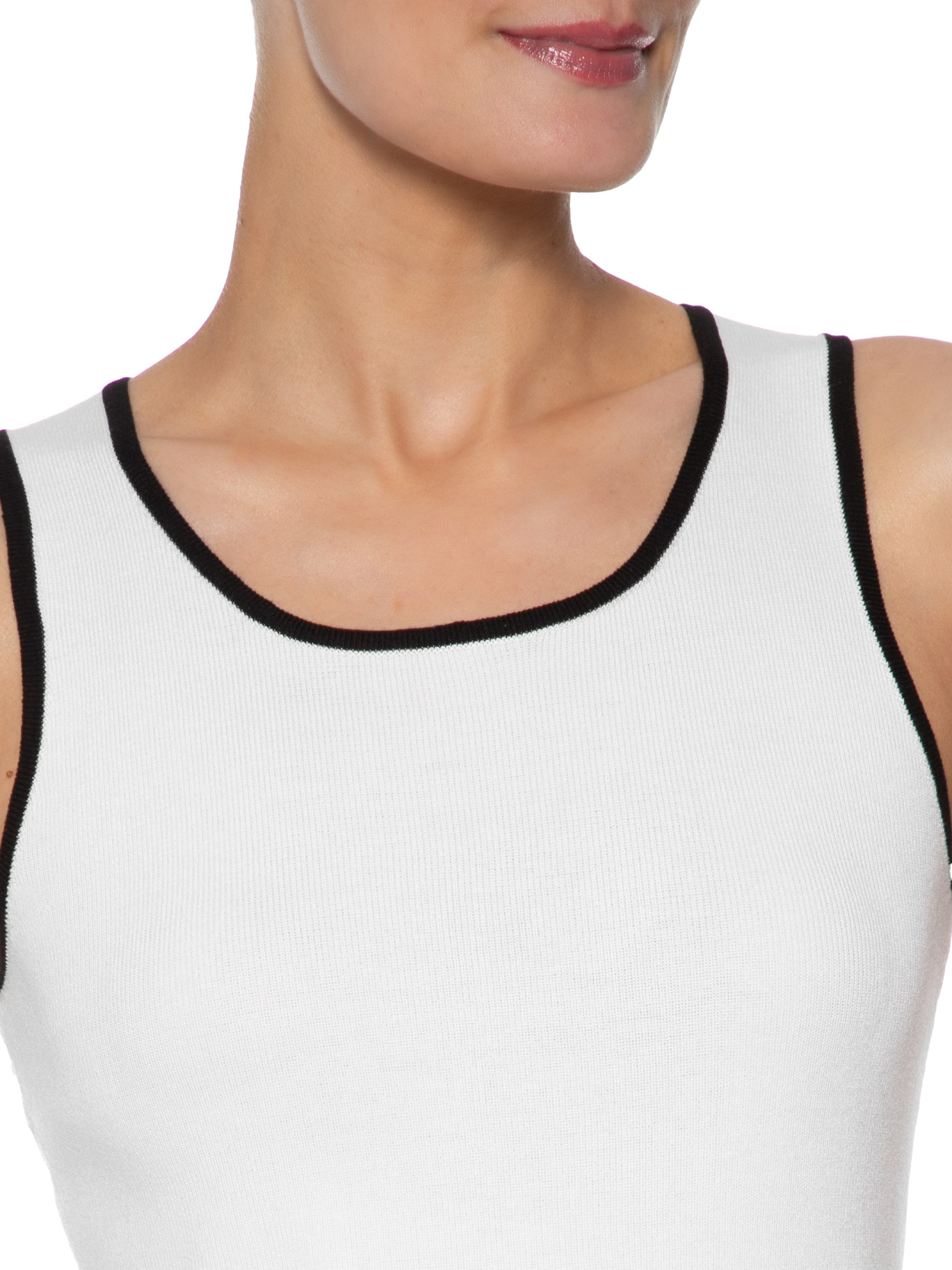 Blusa Feminina Sem Manga Em Tricot Bicolor Branco Basiq