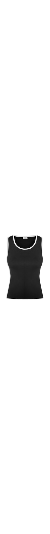 Blusa Feminina Sem Manga Em Tricot Bicolor - Preto