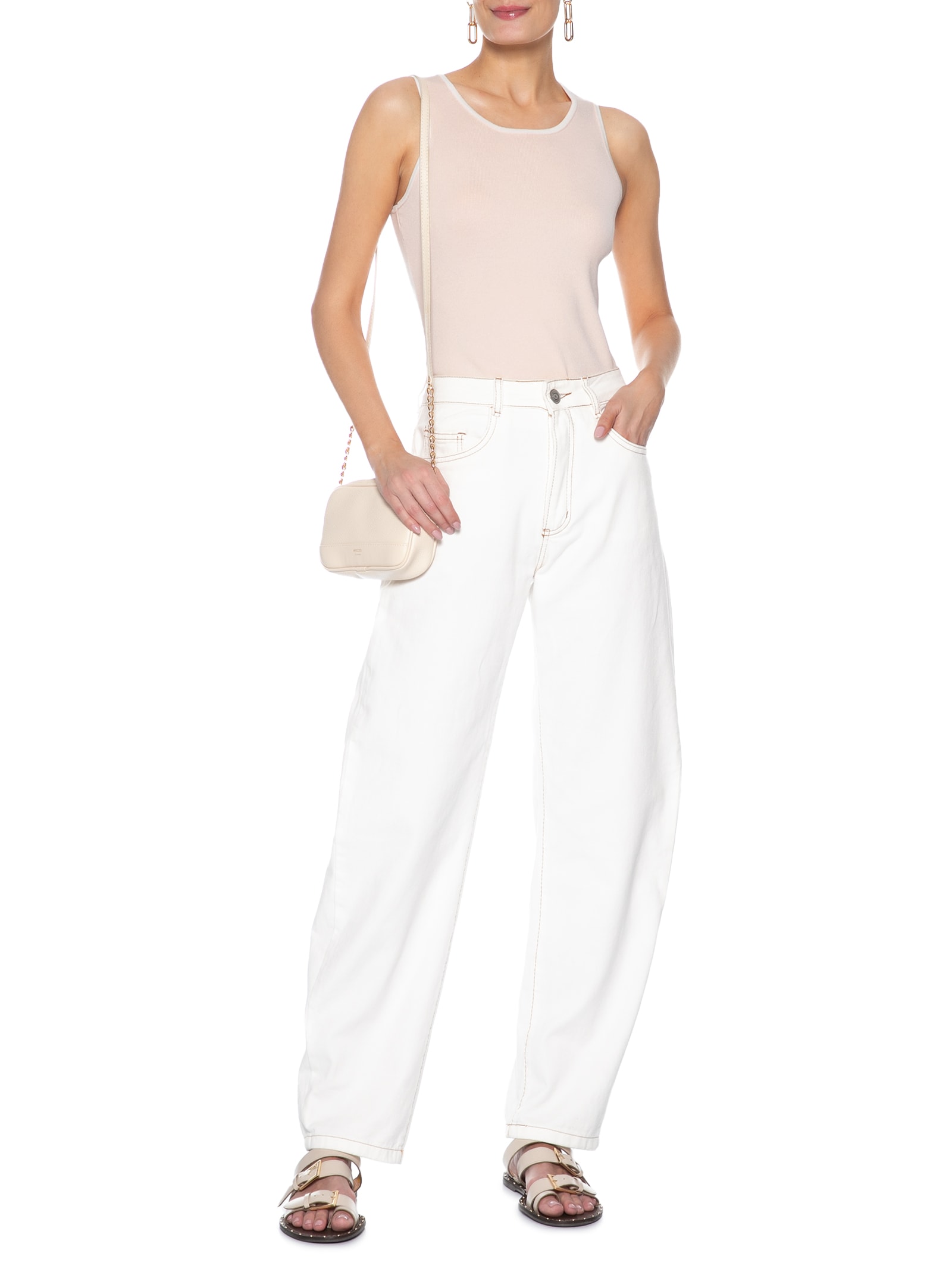 Blusa Feminina Sem Manga Em Tricot Bicolor Rosa Basiq