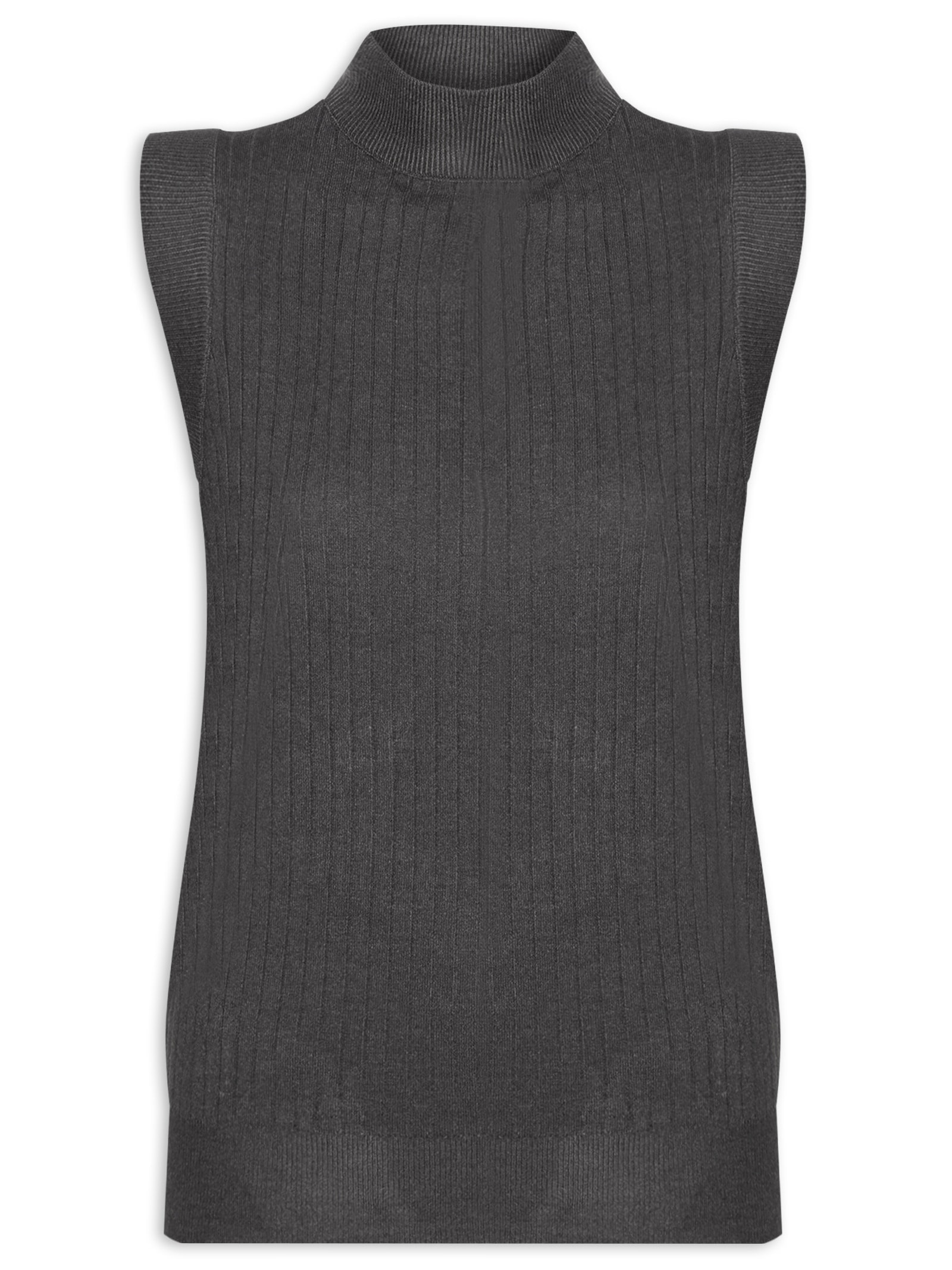 Blusa Feminina Sem Manga em Tricot Cinza '2Essential