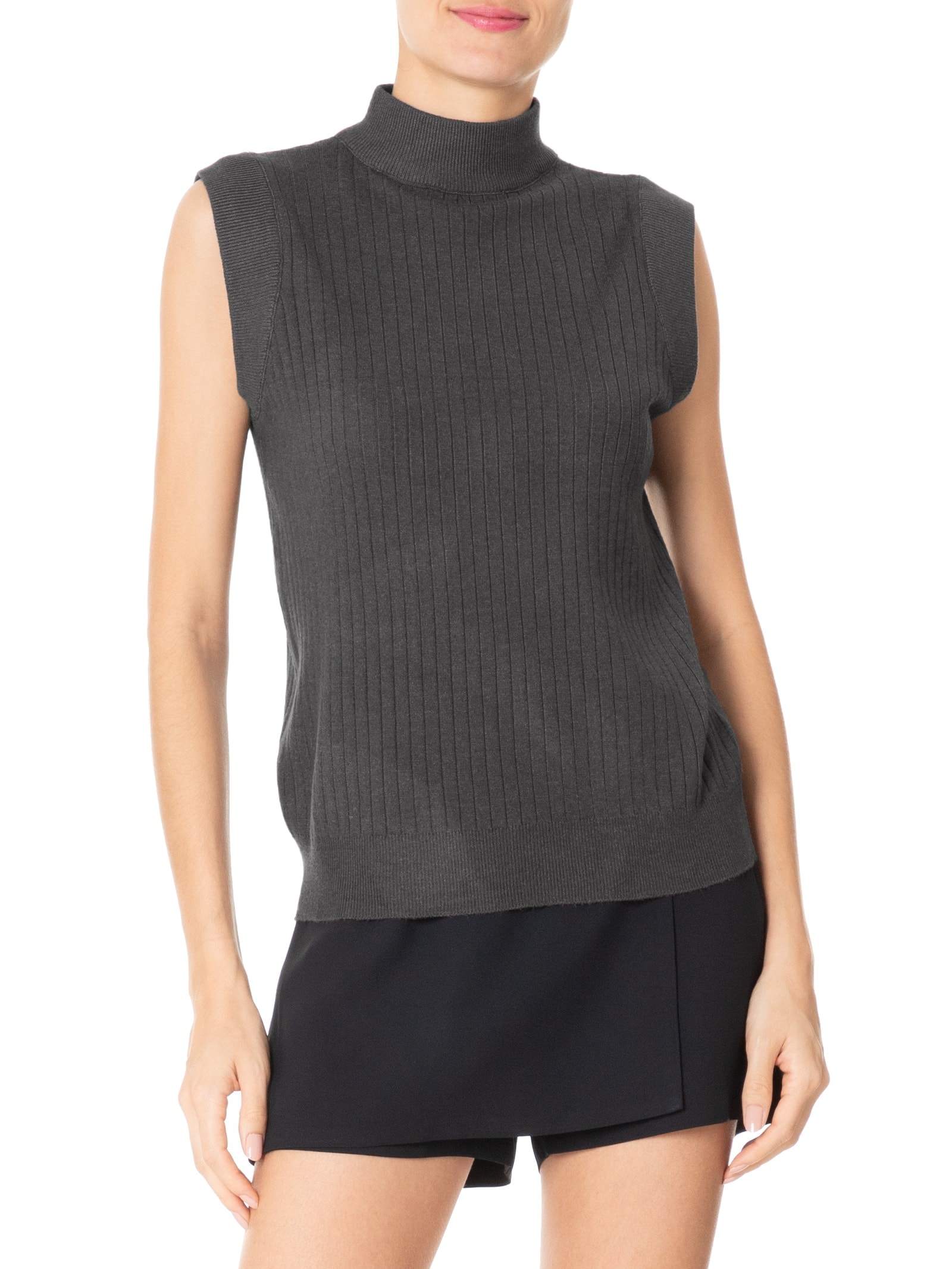 Blusa Feminina Sem Manga em Tricot Cinza '2Essential