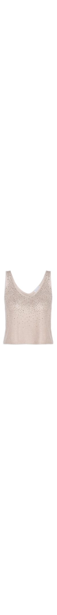 Blusa Feminina Sem Manga Em Tricot Com Aplicação De Strass - Bege