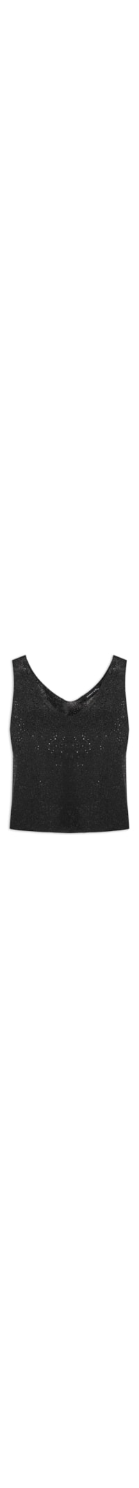 Blusa Feminina Sem Manga Em Tricot Com Aplicação De Strass - Preto