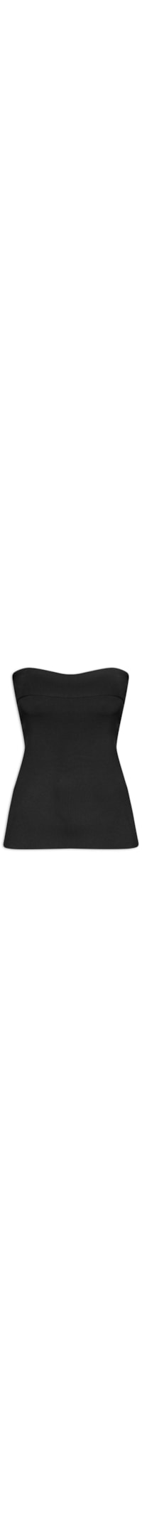 Blusa Feminina Sem Manga Em Tricot Com Sobreposição No Decote - Preto