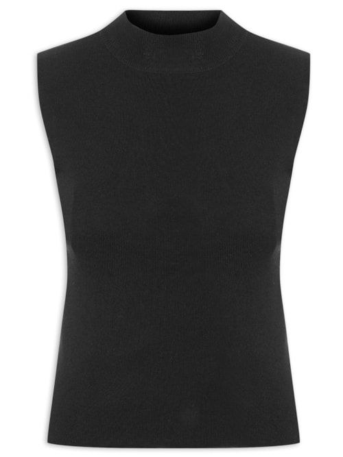 Blusa Feminina Sem Manga Em Tricot – Preto
