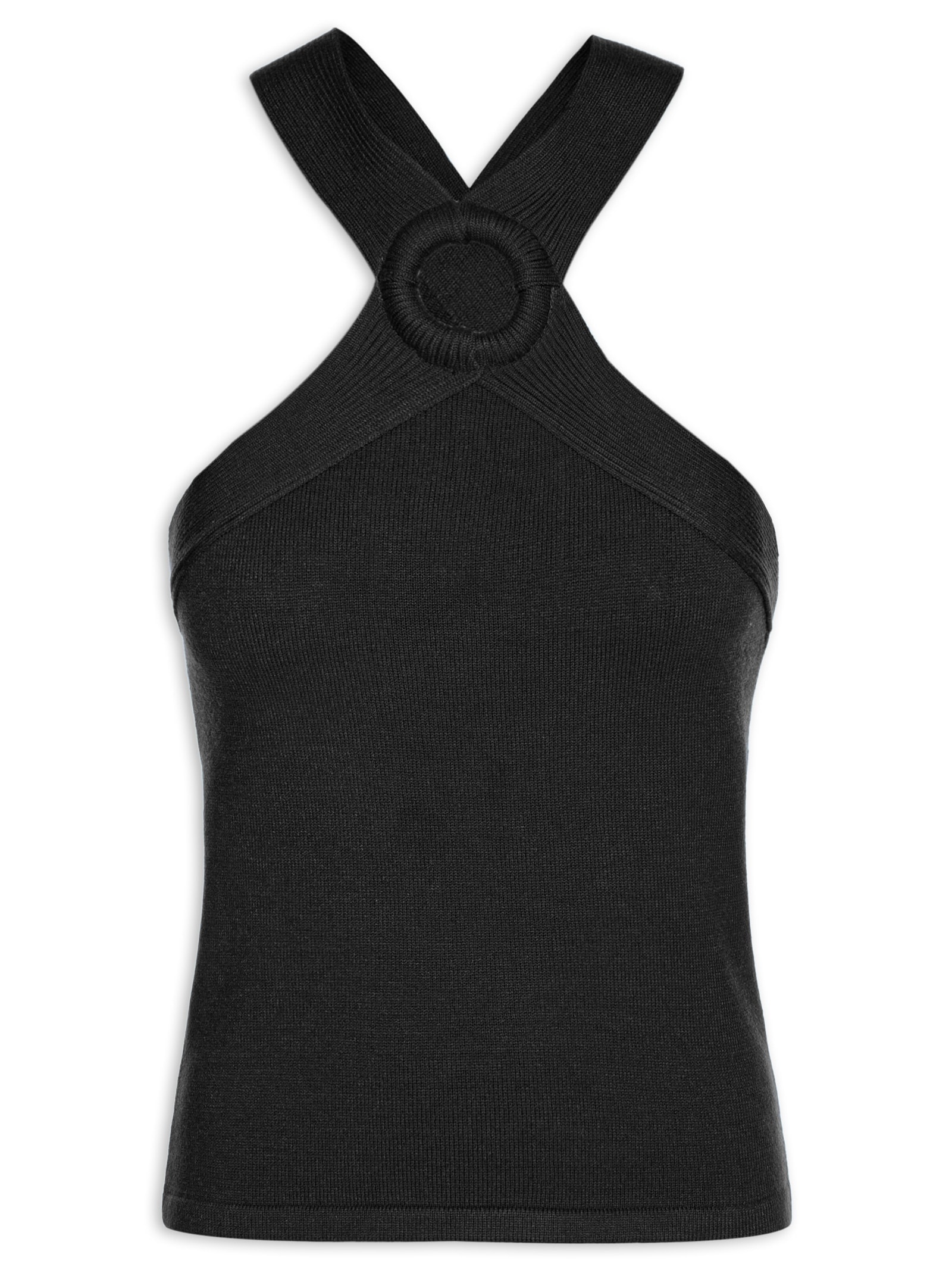 Blusa Feminina Sem Manga Em Tricot Preto Market 33
