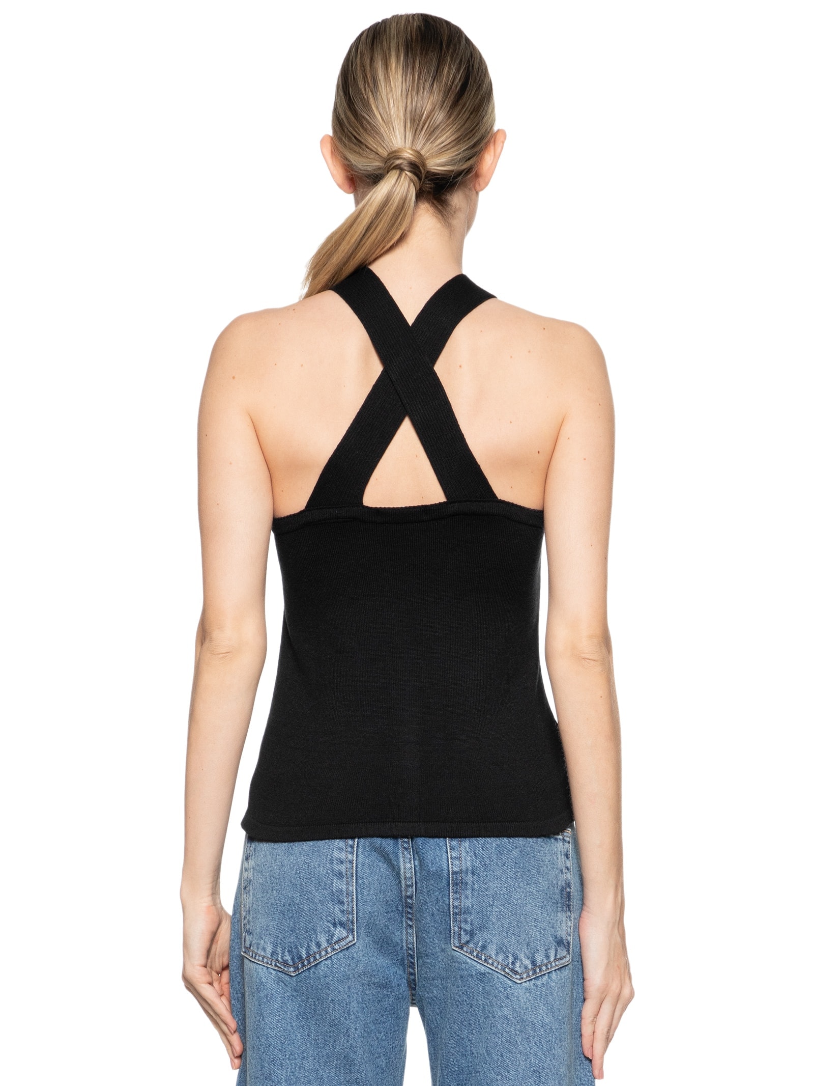 Blusa Feminina Sem Manga Em Tricot Preto Market 33