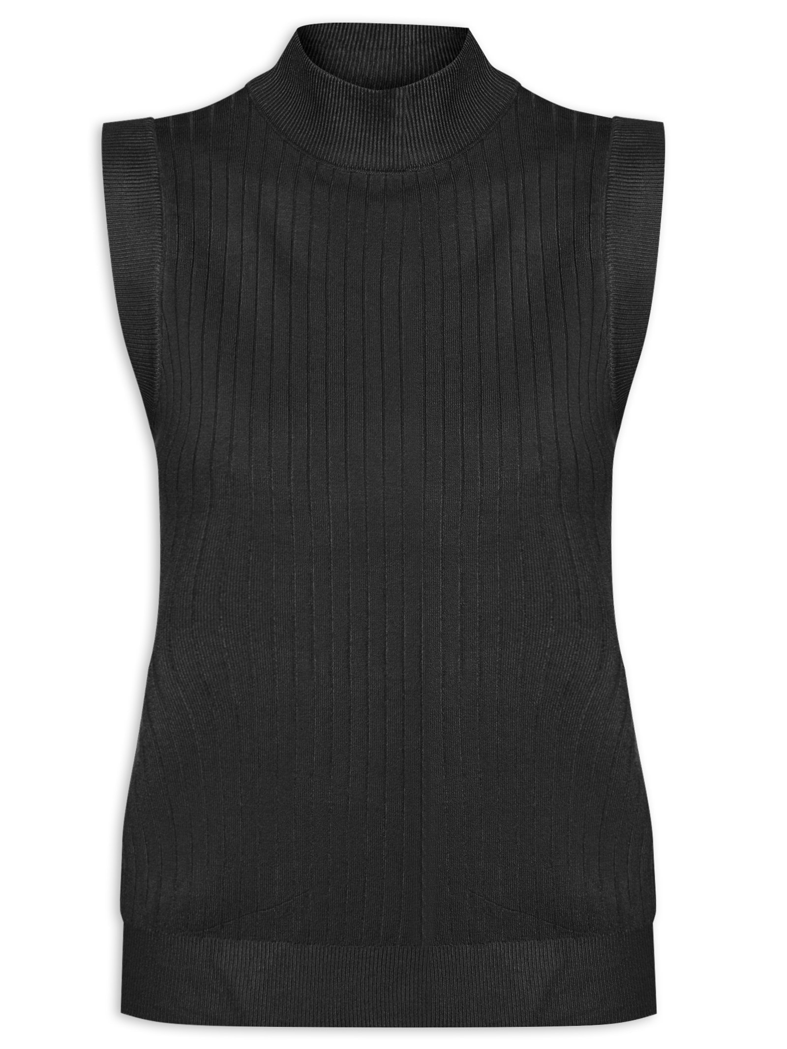 Blusa Feminina Sem Manga em Tricot Preto '2Essential