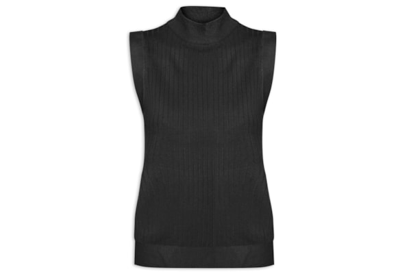 Blusa Feminina Sem Manga em Tricot - Preto