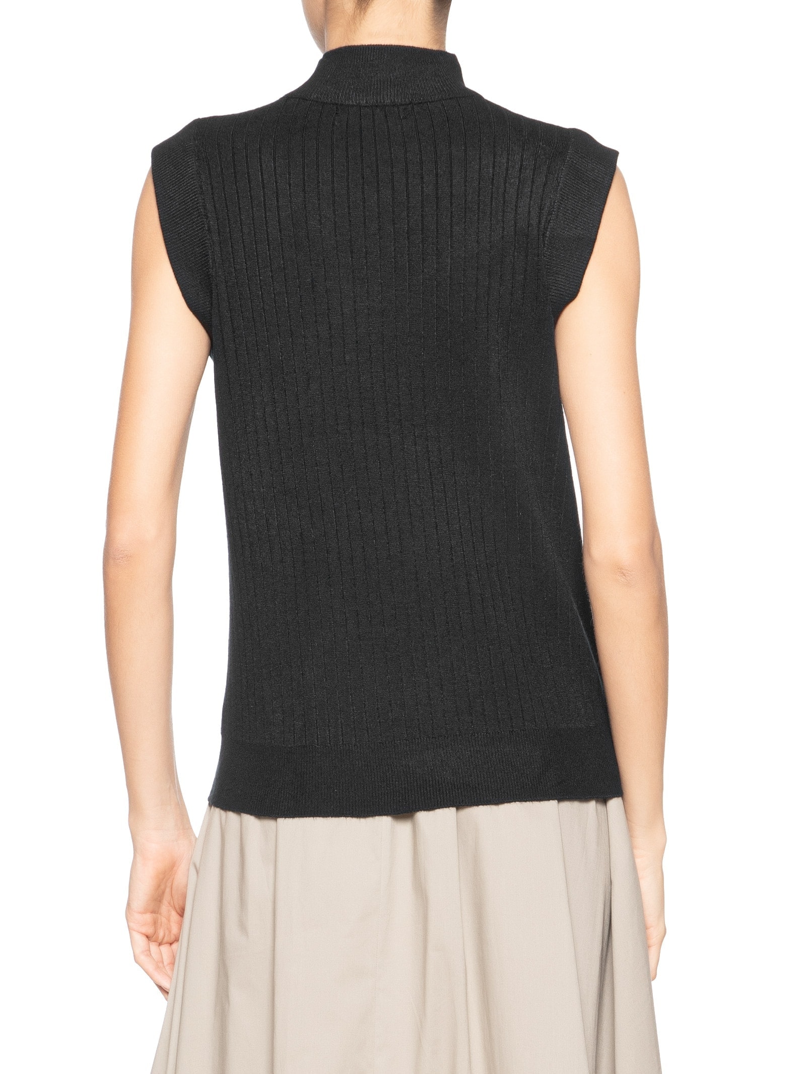 Blusa Feminina Sem Manga em Tricot Preto '2Essential