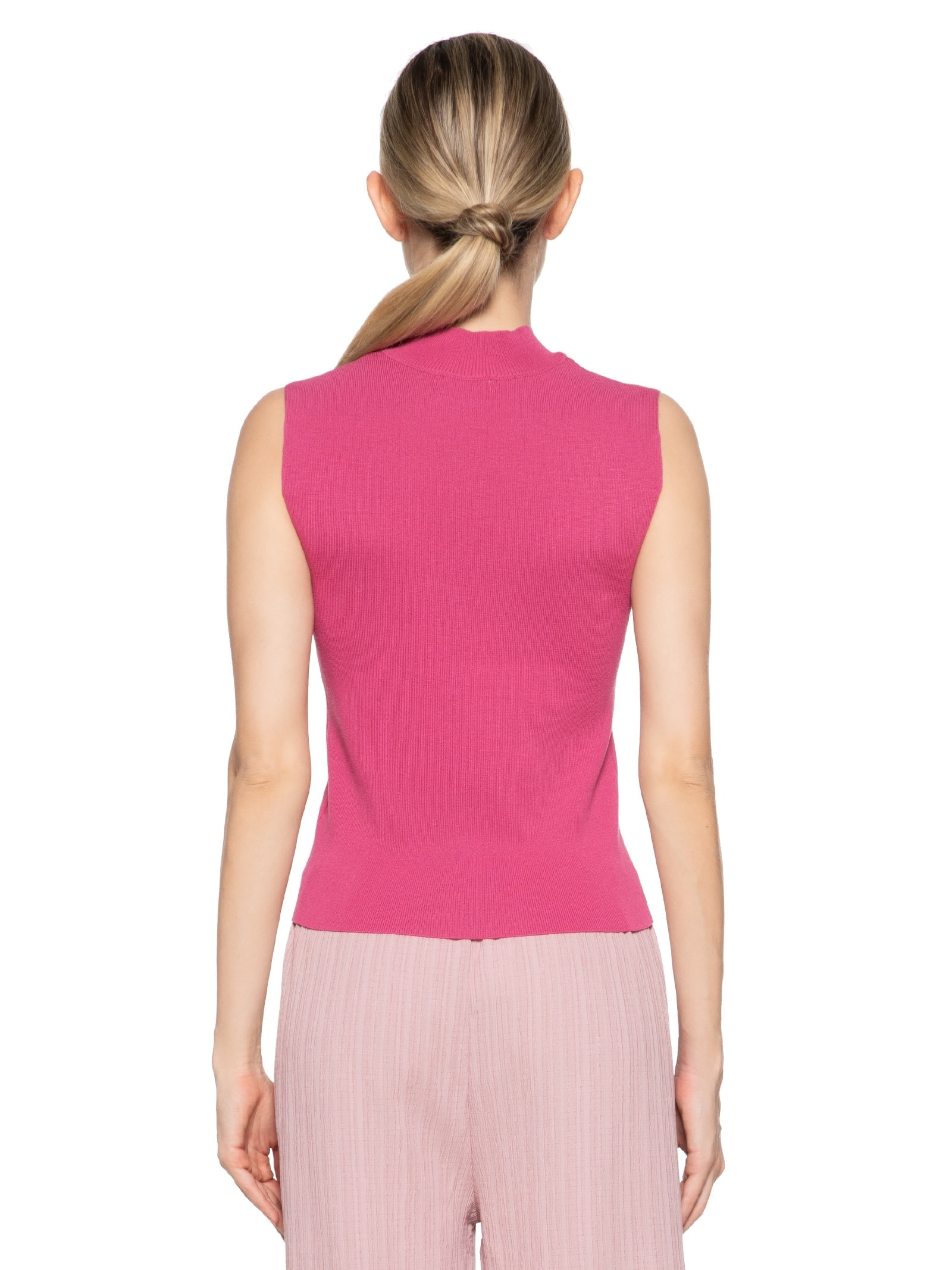 Blusa Feminina Sem Manga Em Tricot Rosa Market 33