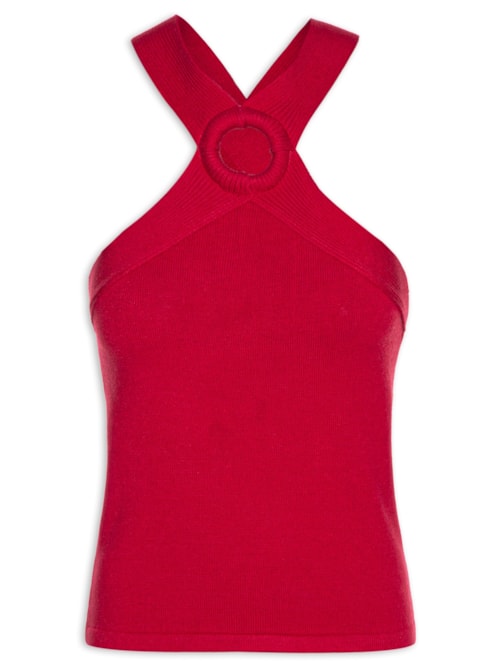 Blusa Feminina Sem Manga Em Tricot - Vermelho